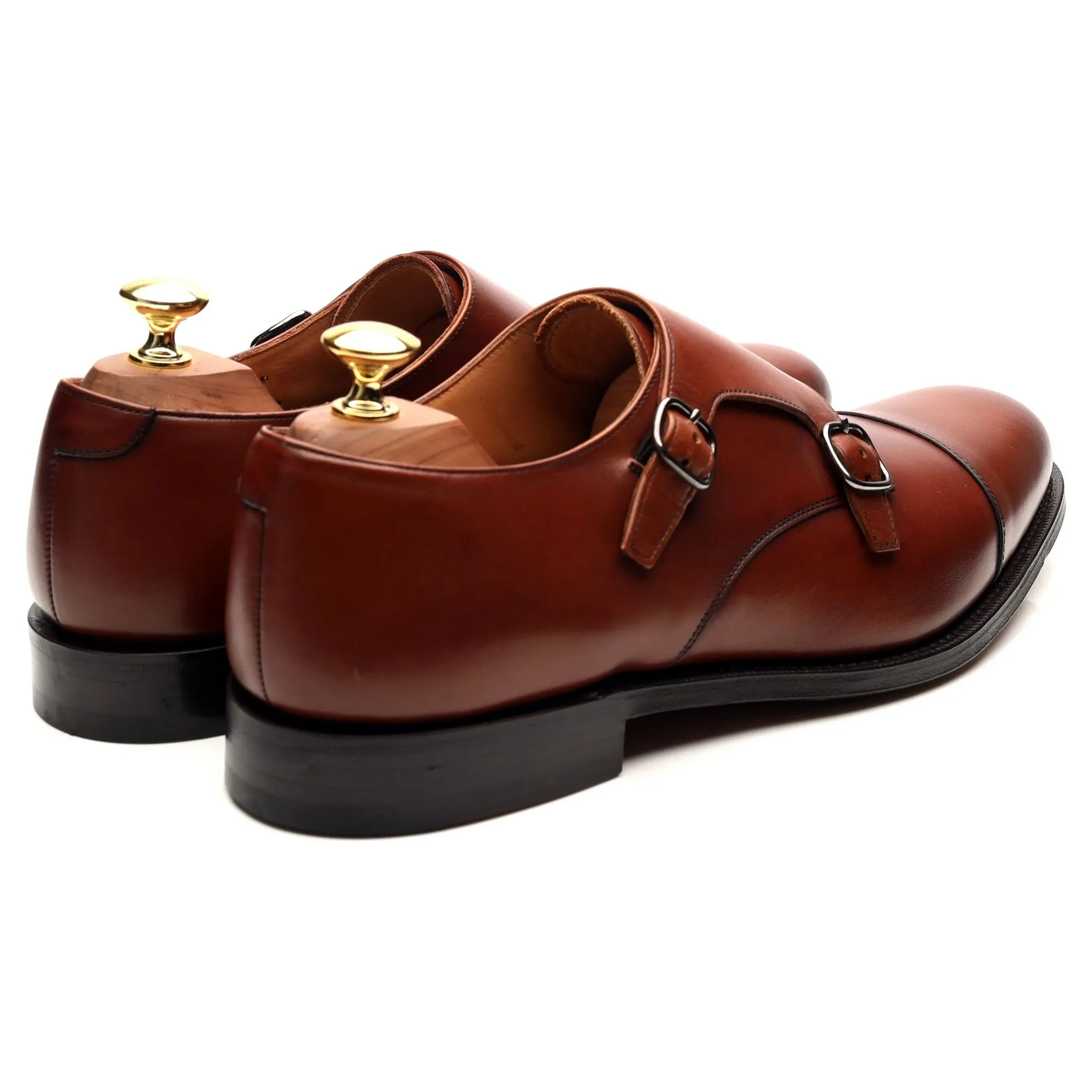 'Detroit' Tan Brown Leather Double Monk Strap UK 8 G