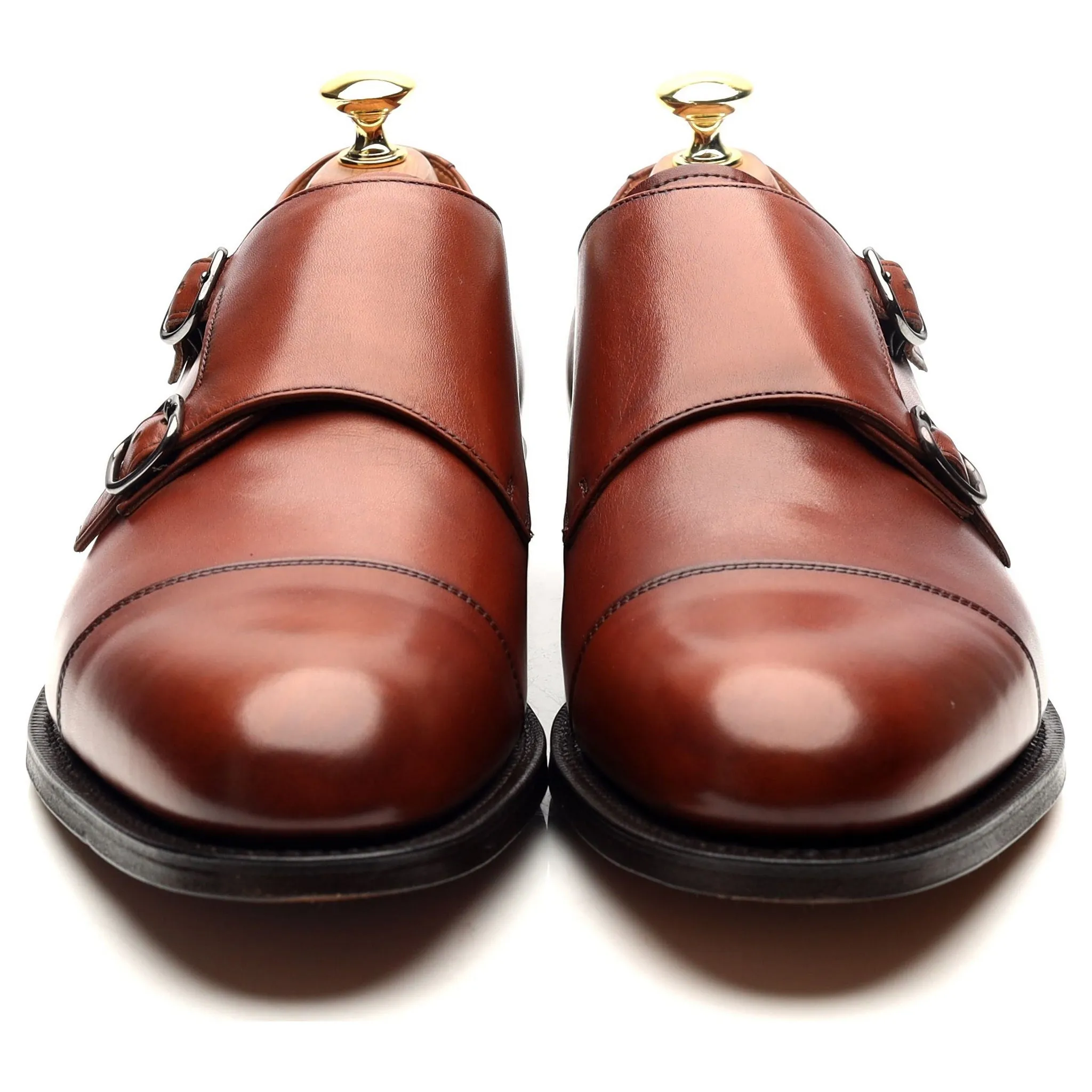 'Detroit' Tan Brown Leather Double Monk Strap UK 8 G