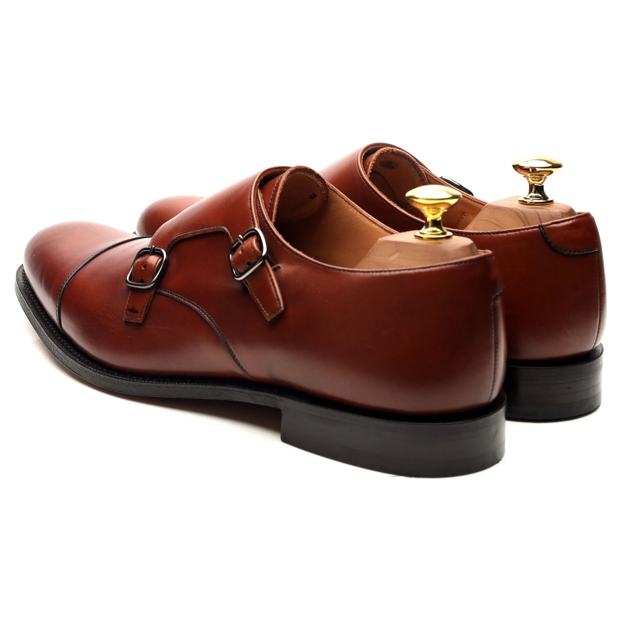 'Detroit' Tan Brown Leather Double Monk Strap UK 8 G