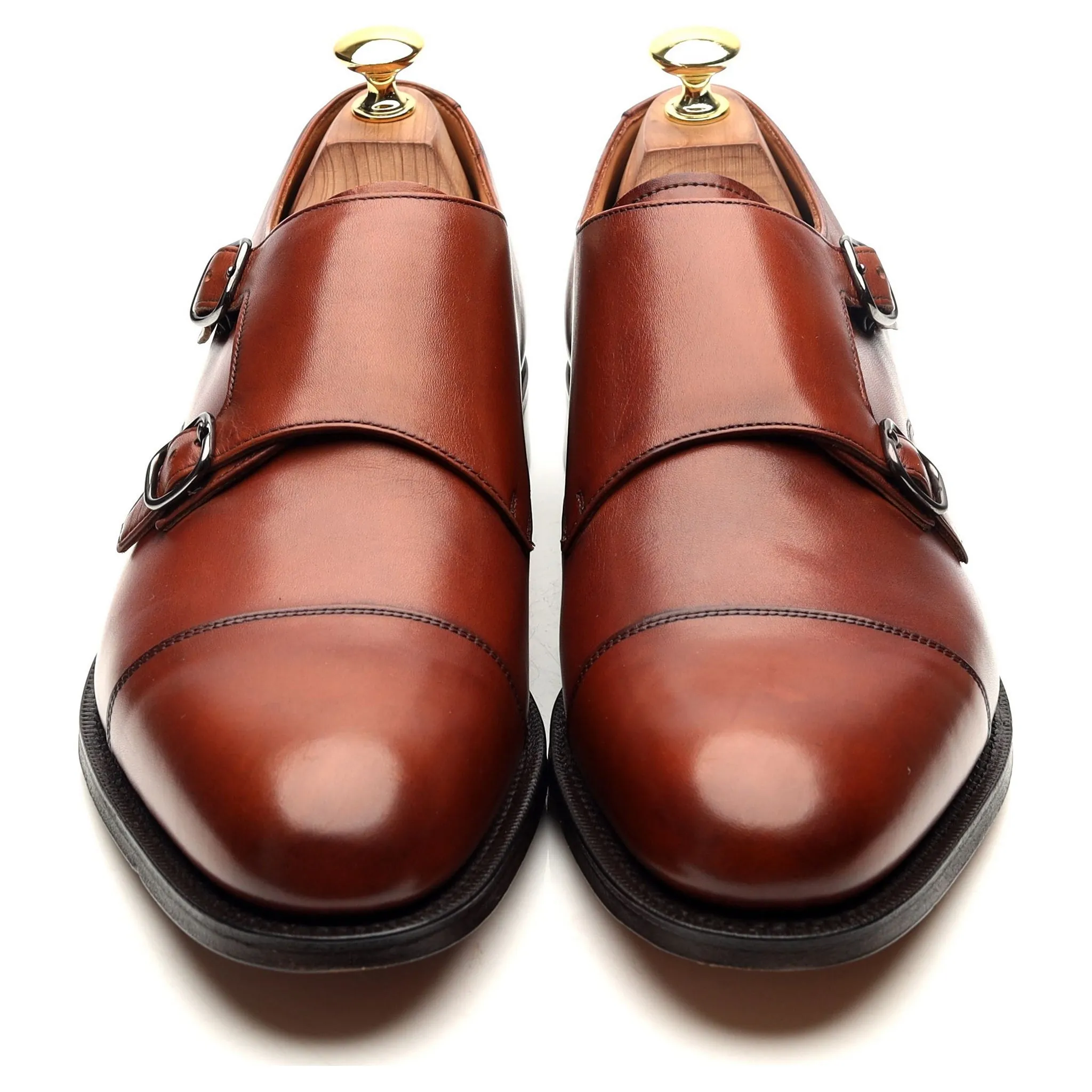 'Detroit' Tan Brown Leather Double Monk Strap UK 8 G