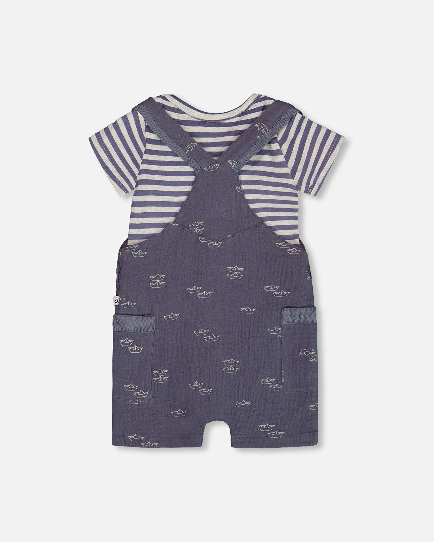 Deux Par Deux Muslin Shortall and Onesie Paper Boats