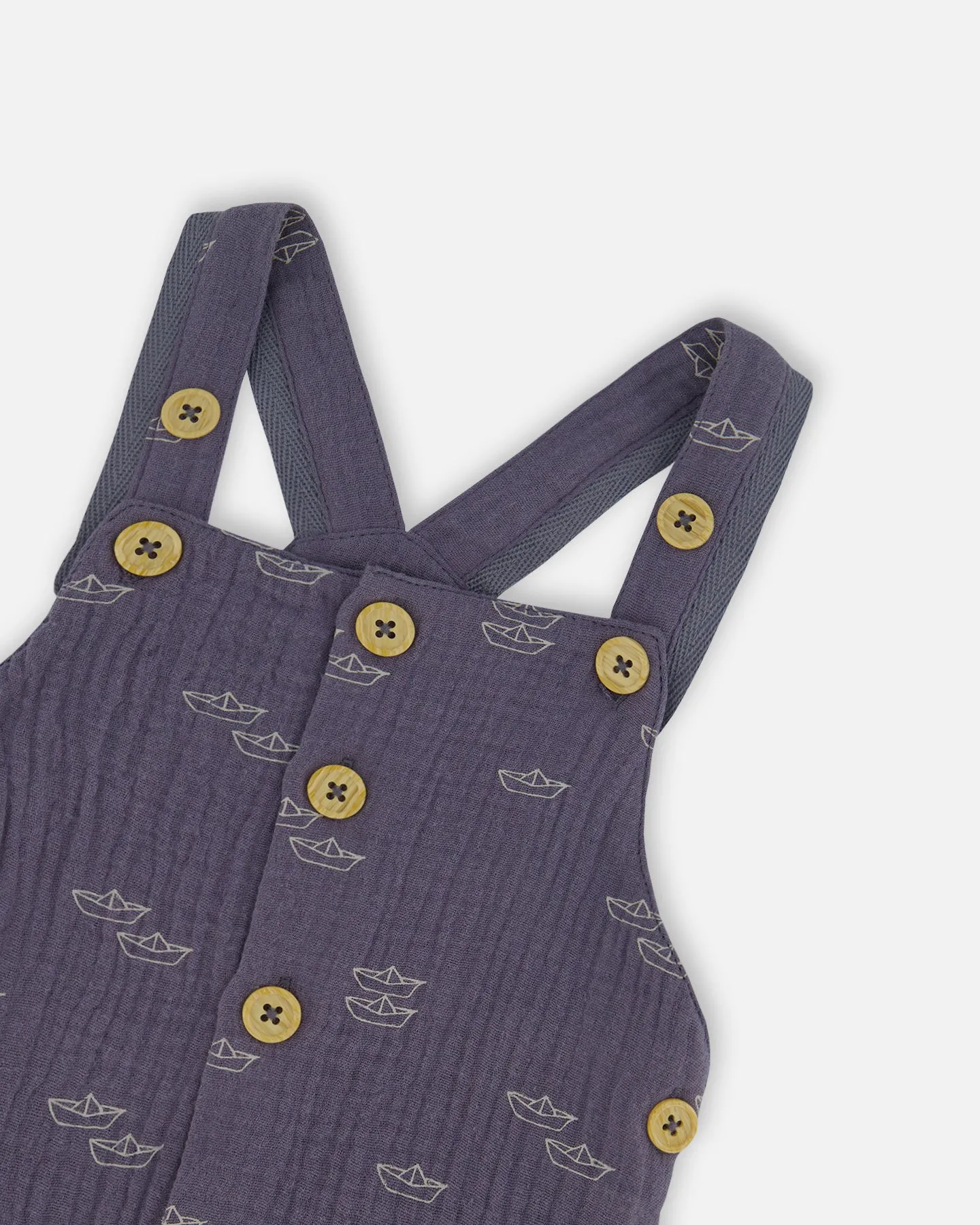 Deux Par Deux Muslin Shortall and Onesie Paper Boats