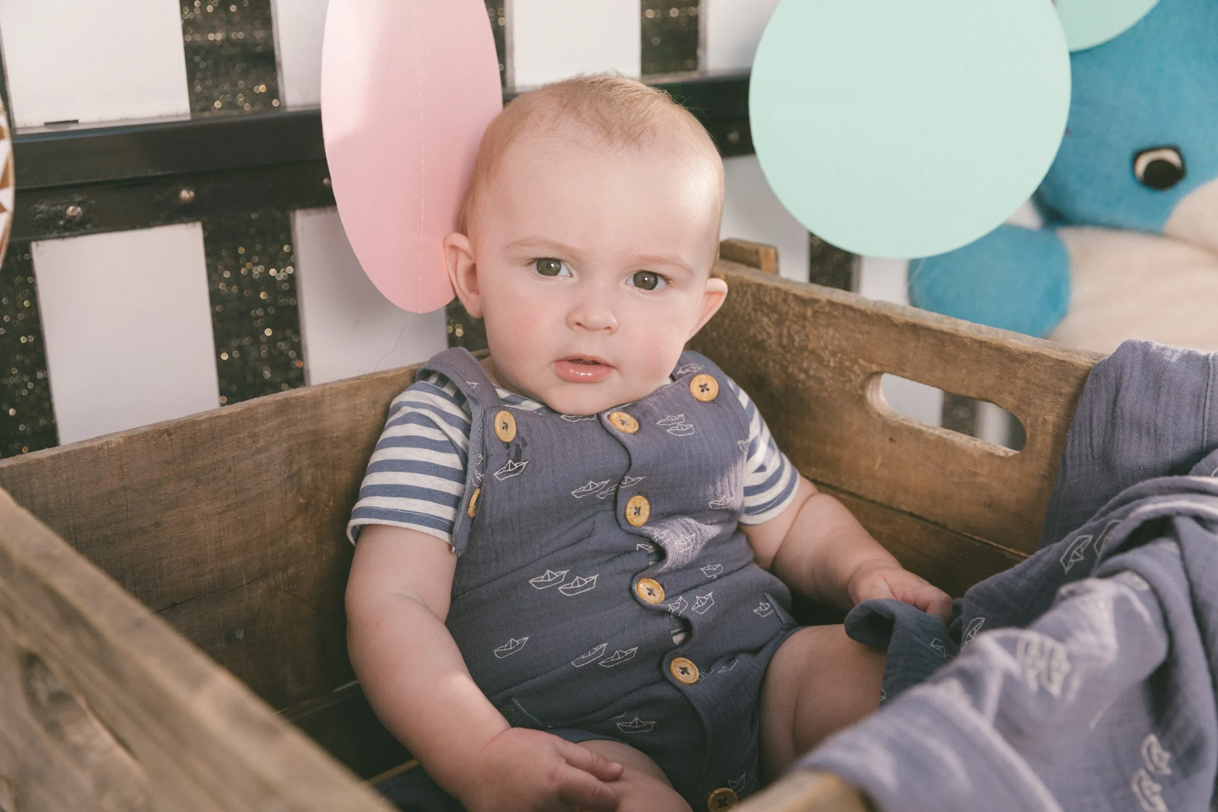 Deux Par Deux Muslin Shortall and Onesie Paper Boats