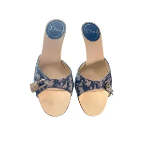 Dior Navy Monogram Lock Heels