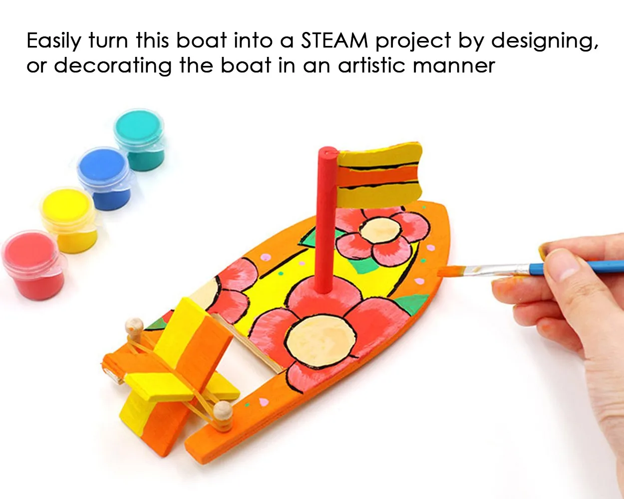 DIY Paddle Boat 3 Packs Wooden Sailboat Kit for Kids