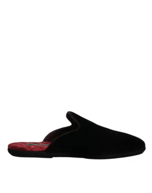 Dolce&Gabbana Men Black Mule Shoes Viscose Cotton Solid Flat Sandals Size EUR 40