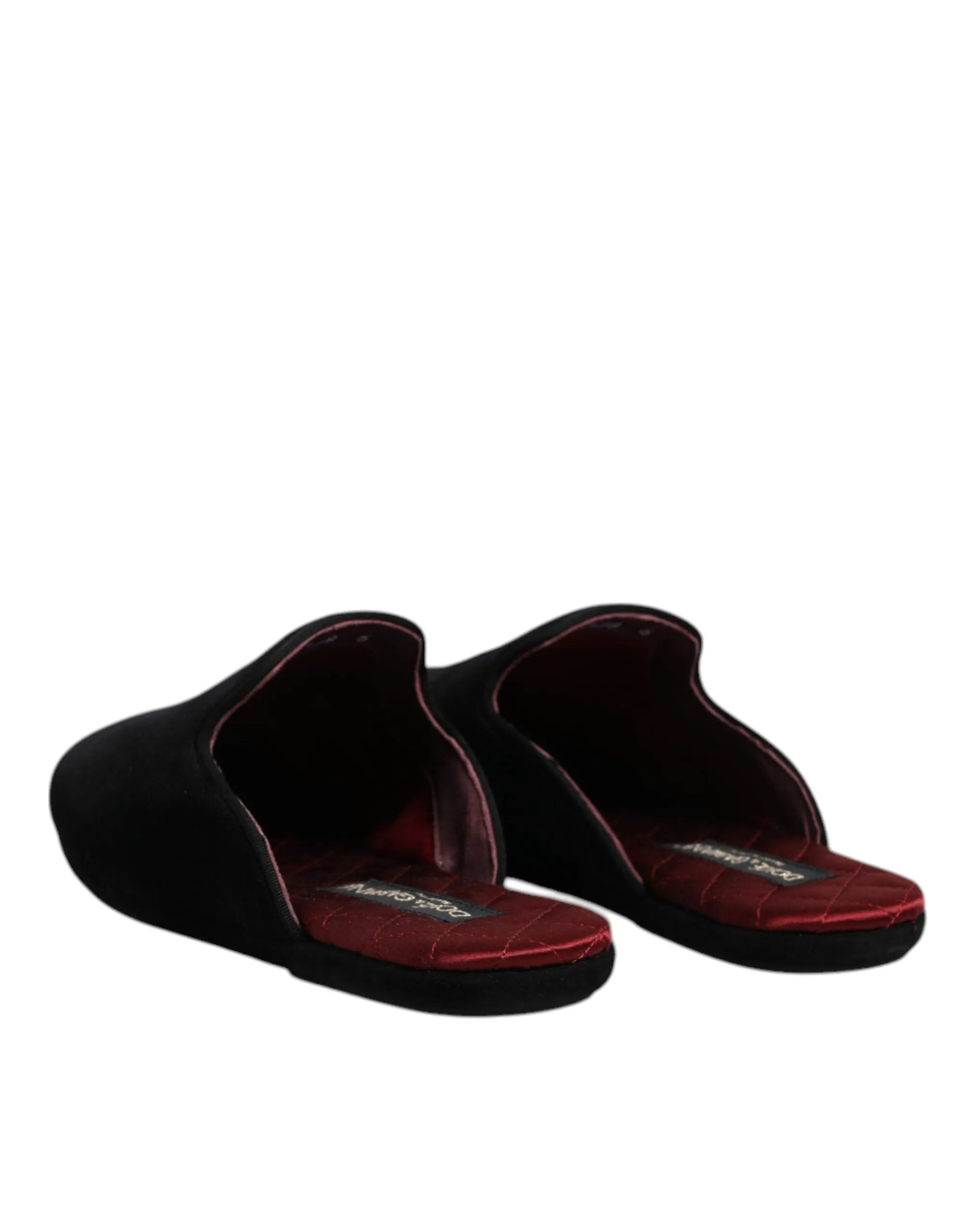 Dolce&Gabbana Men Black Mule Shoes Viscose Cotton Solid Flat Sandals Size EUR 40