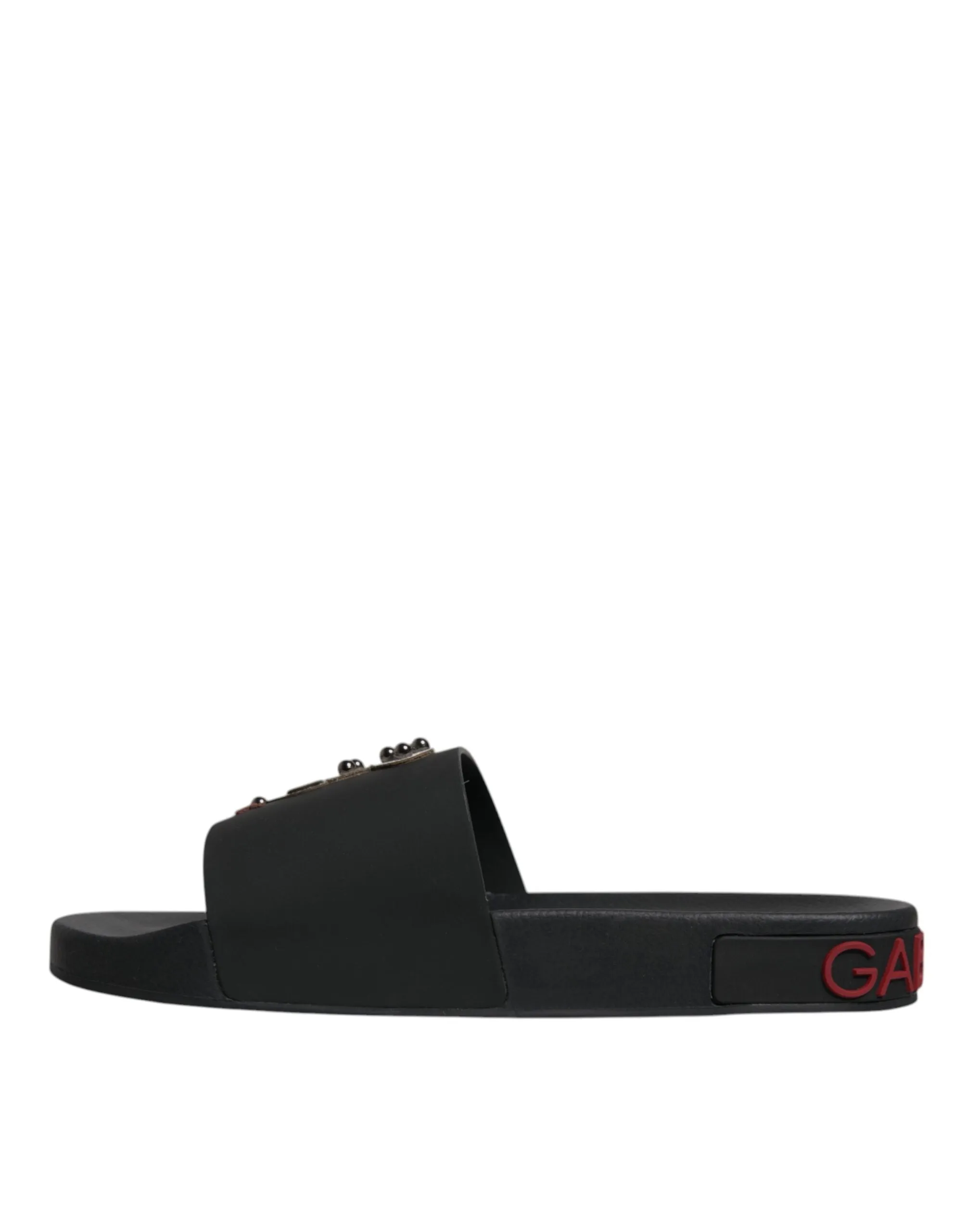Dolce&Gabbana Men Black Sandals 100% Leather Beachwear Casual Slide Shoes EUR 41