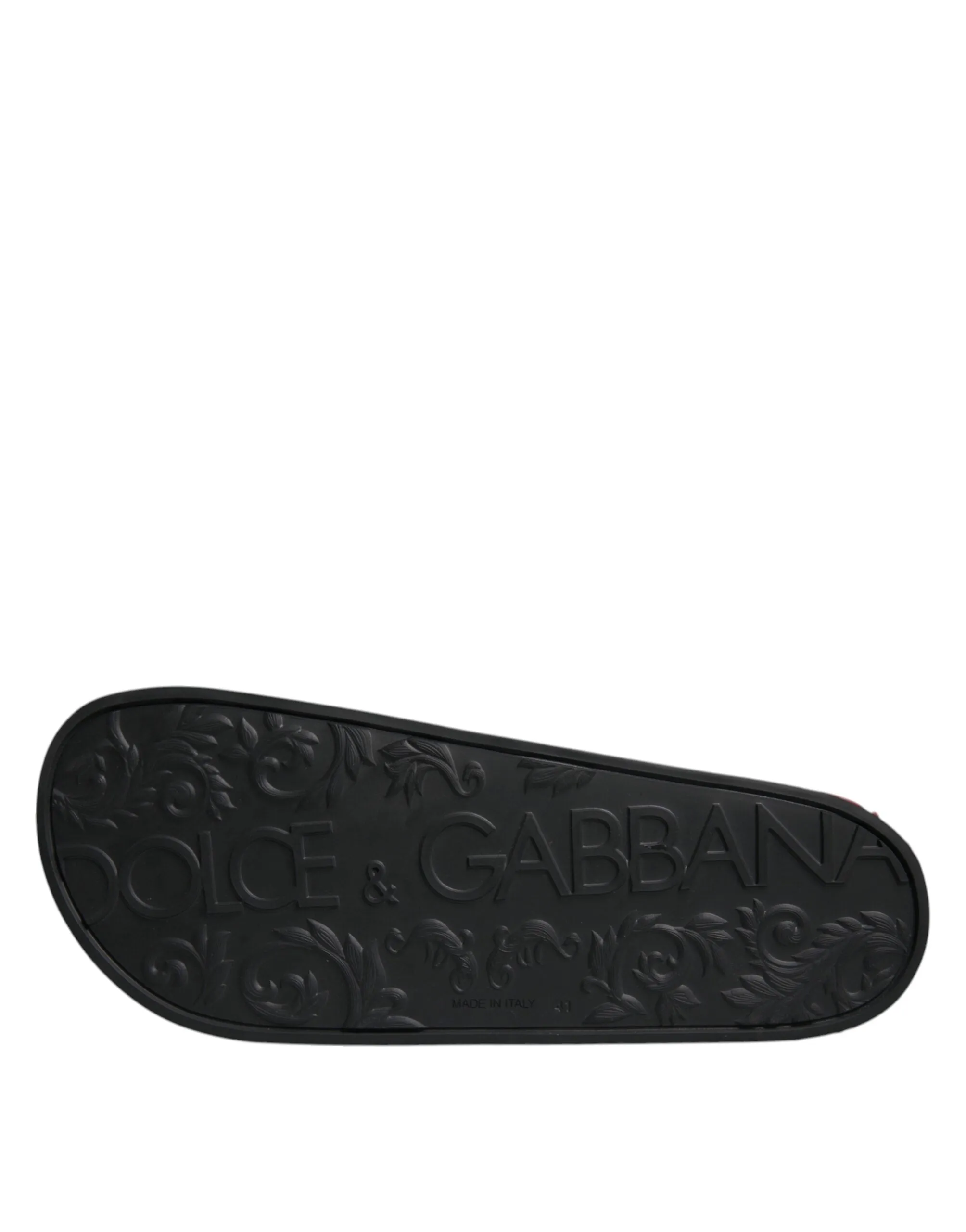 Dolce&Gabbana Men Black Sandals 100% Leather Beachwear Casual Slide Shoes EUR 41