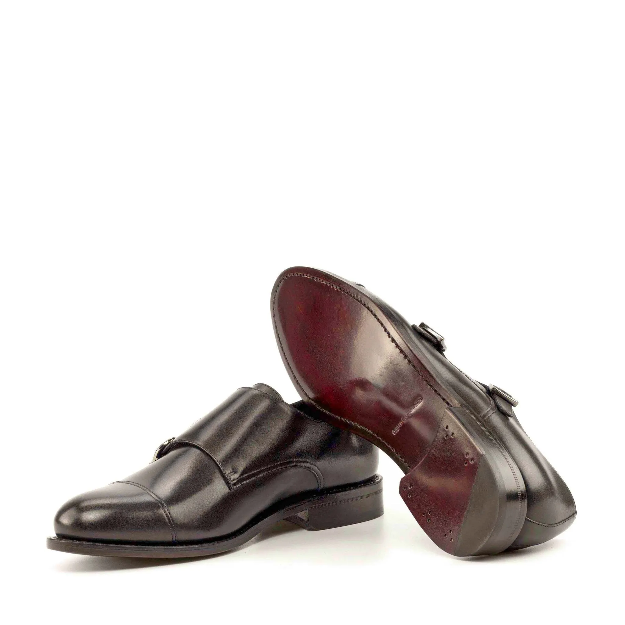 Double Monk Strap in Black Box Calf