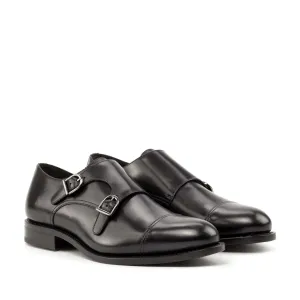 Double Monk Strap in Black Box Calf