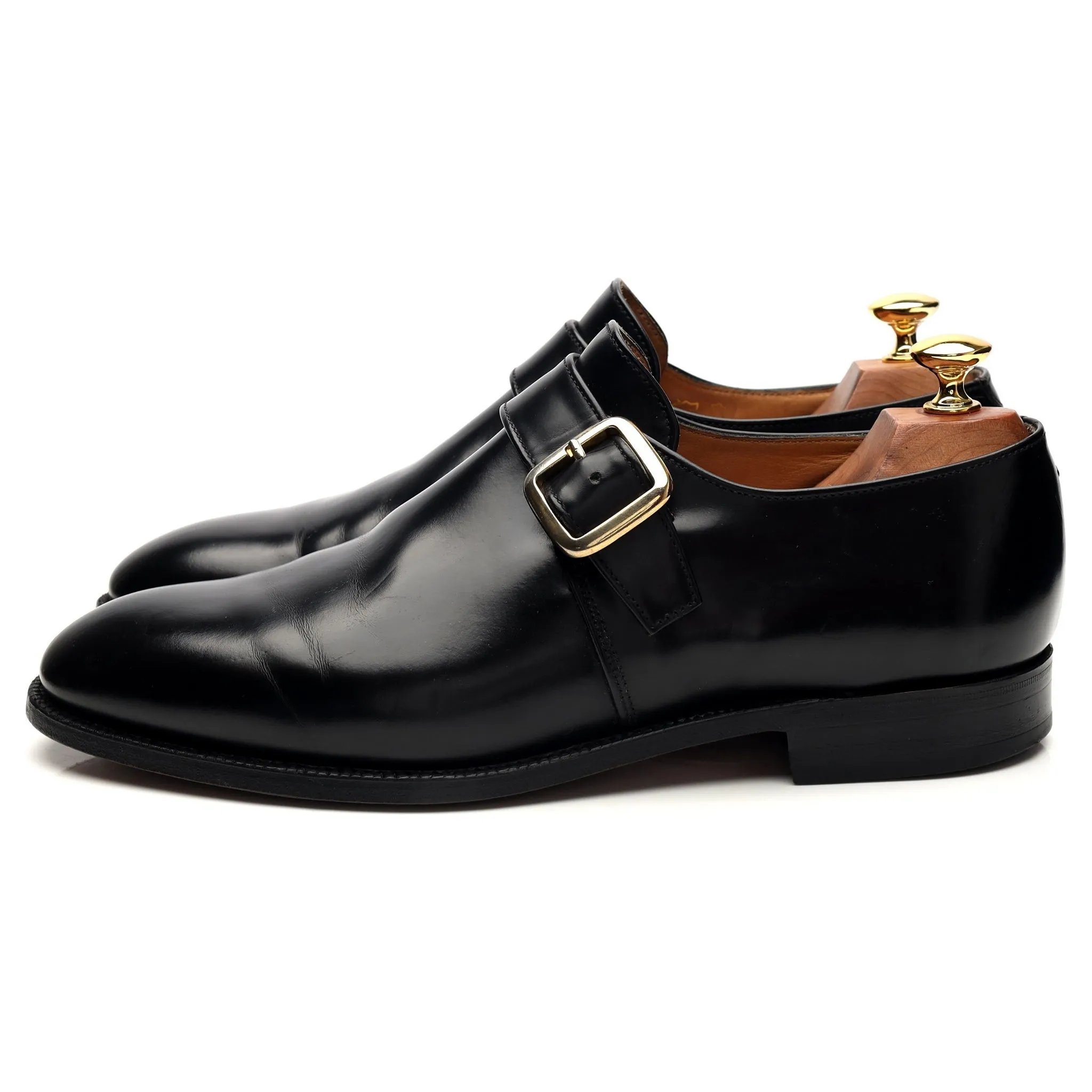 'Eden' Black Leather Monk Strap UK 9 F