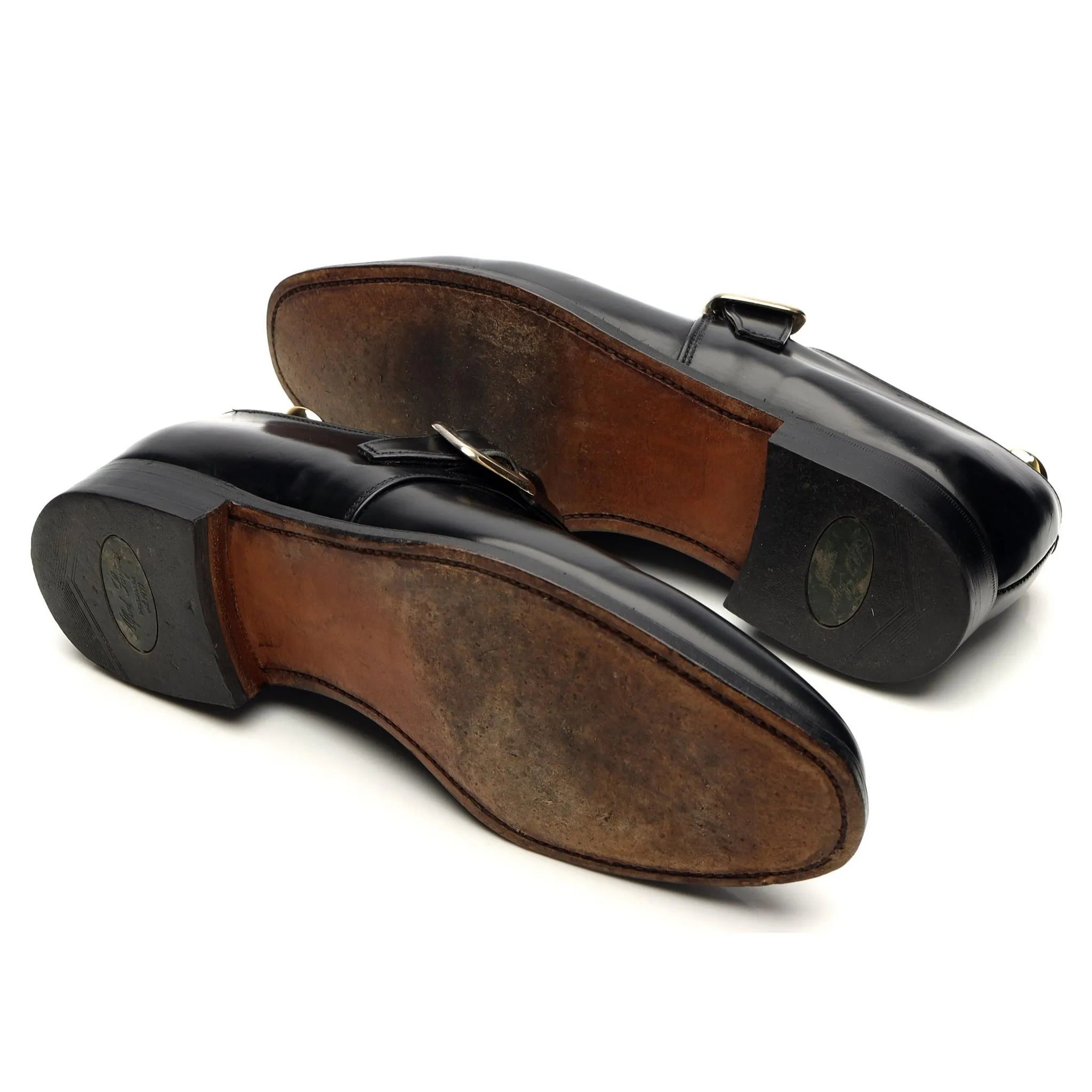 'Eden' Black Leather Monk Strap UK 9 F