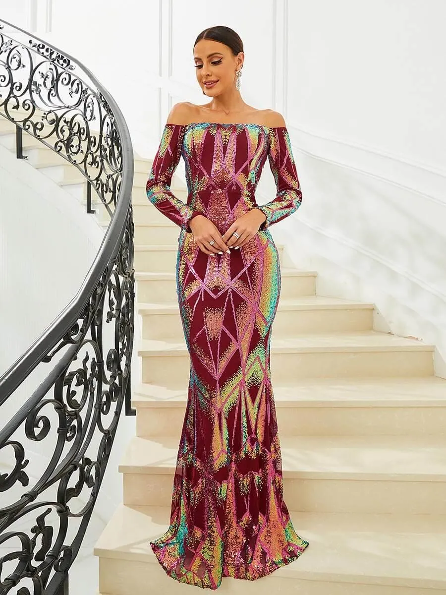 Formal Off Shoulder Mermaid Red Evening Dress WY85