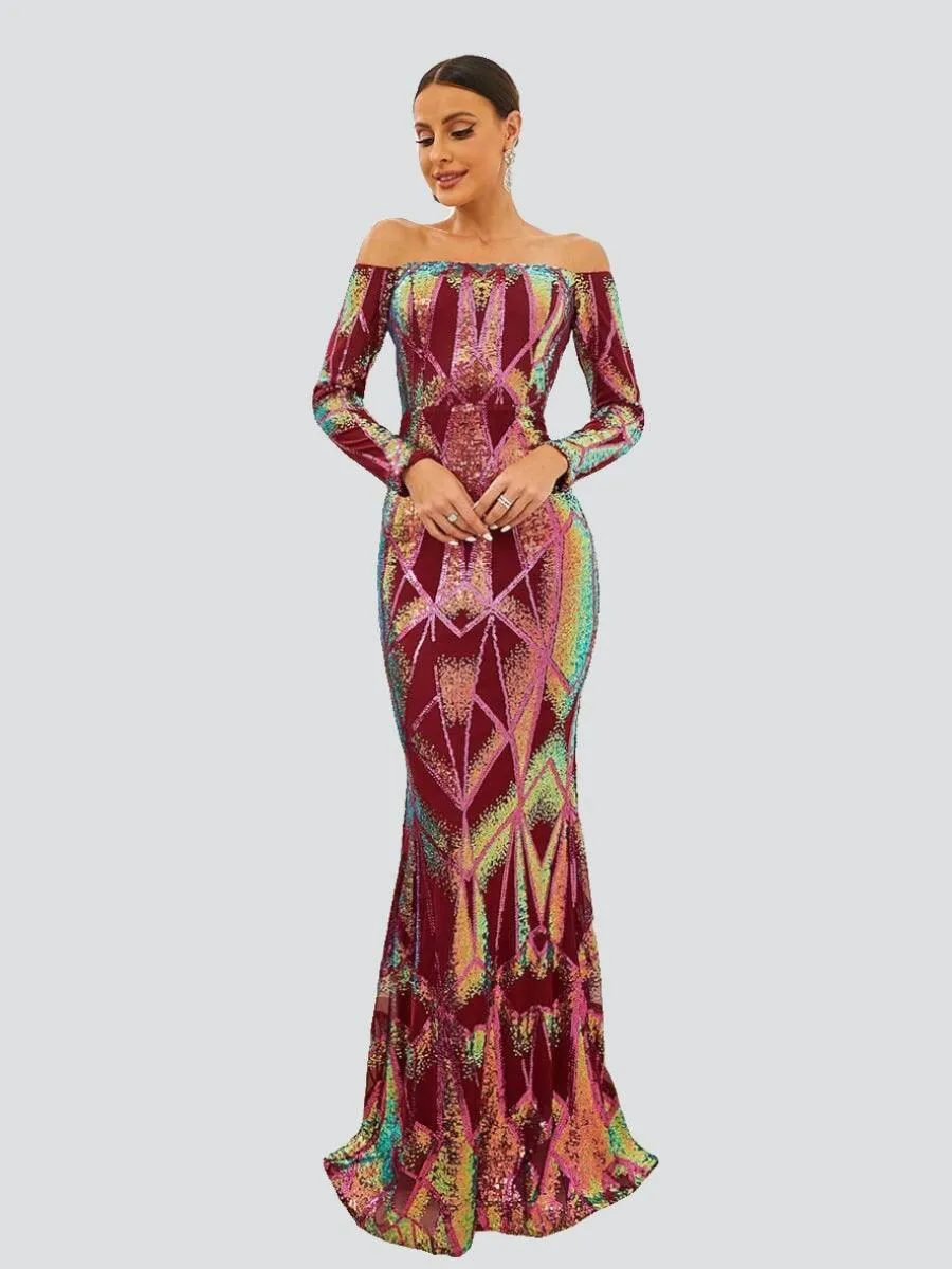 Formal Off Shoulder Mermaid Red Evening Dress WY85