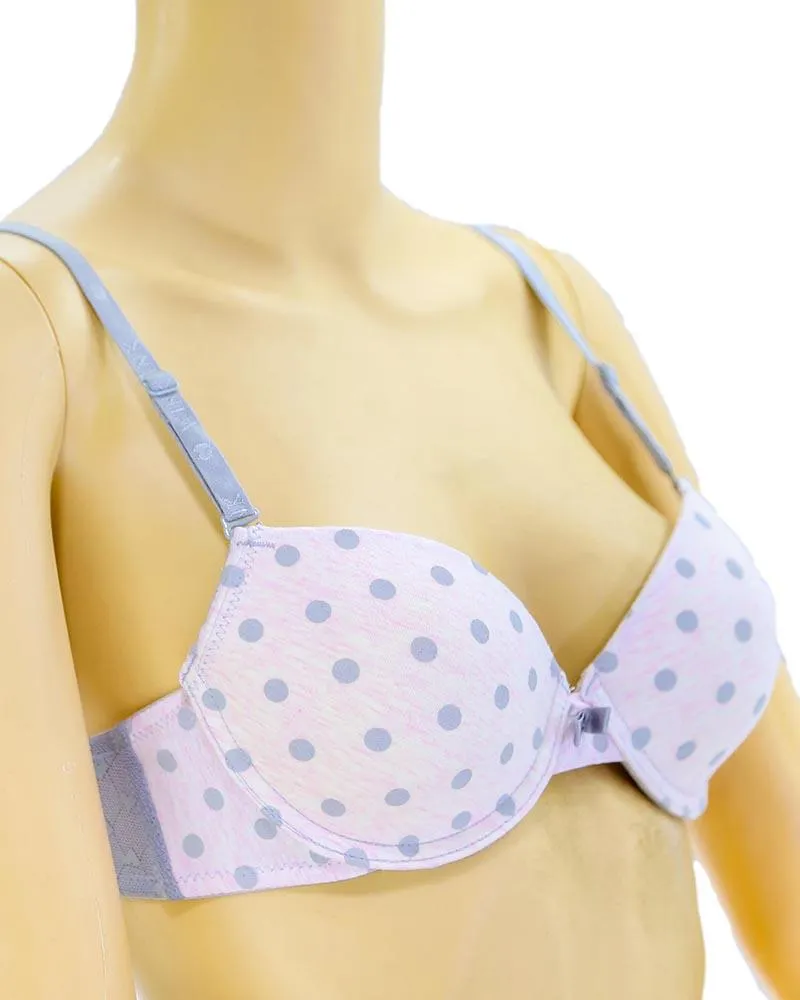 Girls Bra Panty Set Pink & Grey - Single Padded Underwired Bra - Wink Pink Lingerie