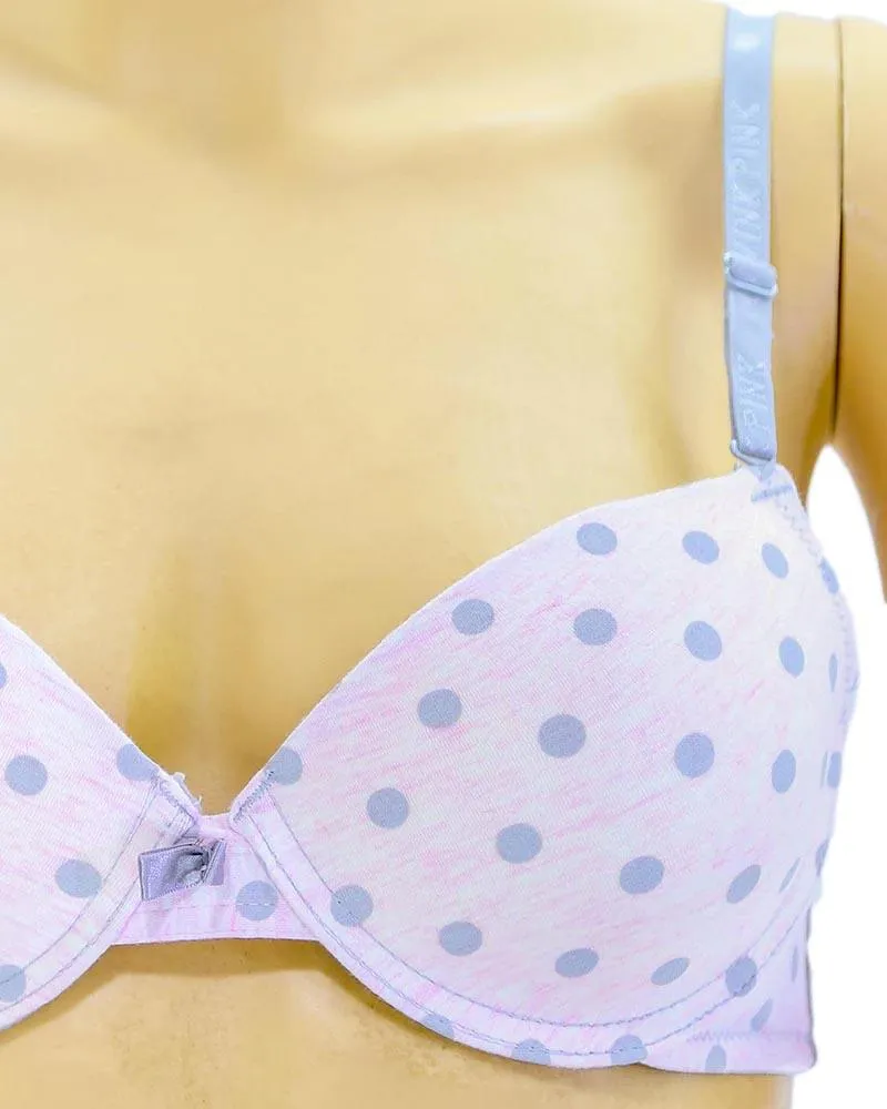 Girls Bra Panty Set Pink & Grey - Single Padded Underwired Bra - Wink Pink Lingerie