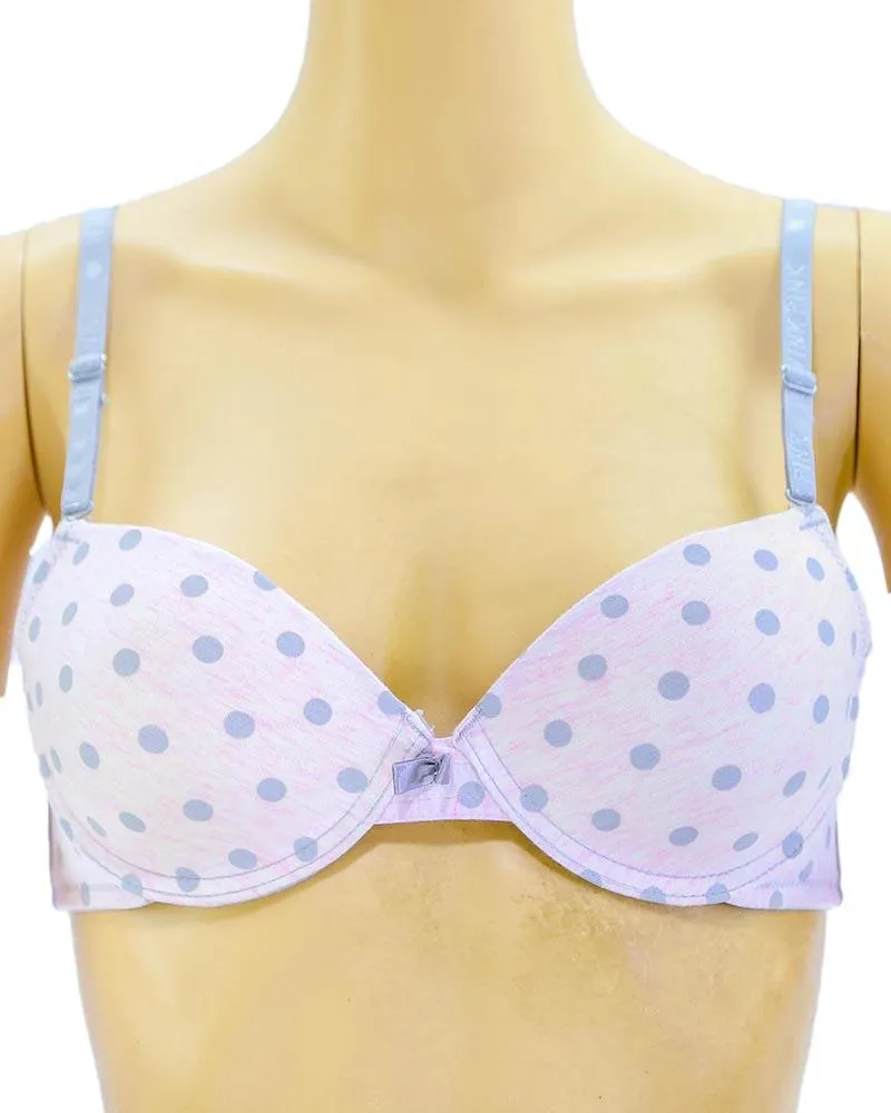 Girls Bra Panty Set Pink & Grey - Single Padded Underwired Bra - Wink Pink Lingerie