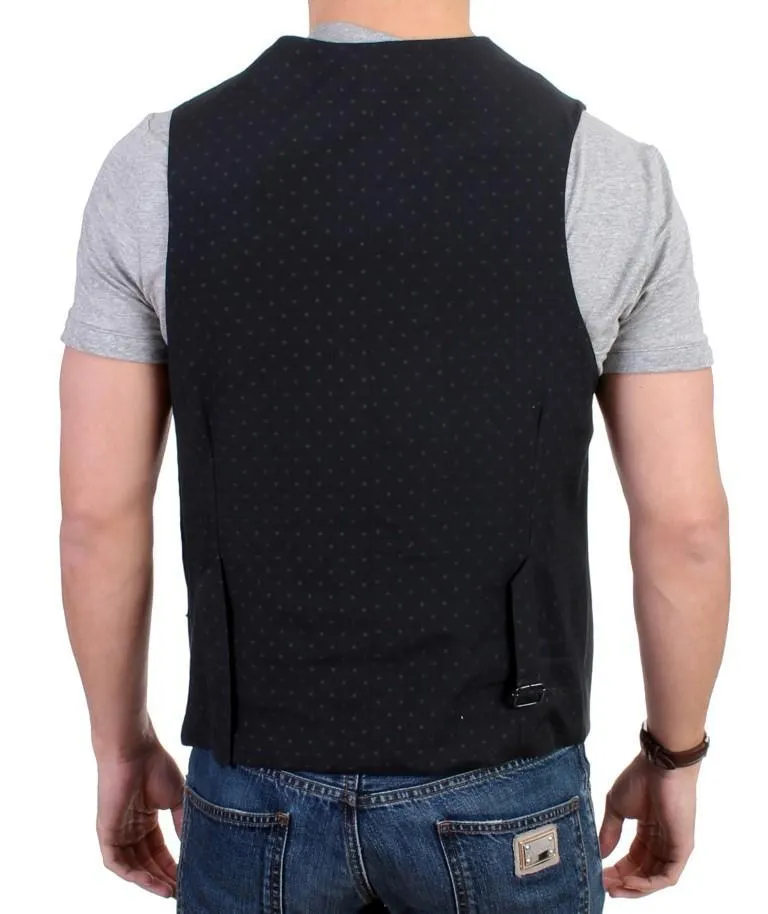 Gray striped cotton casual vest