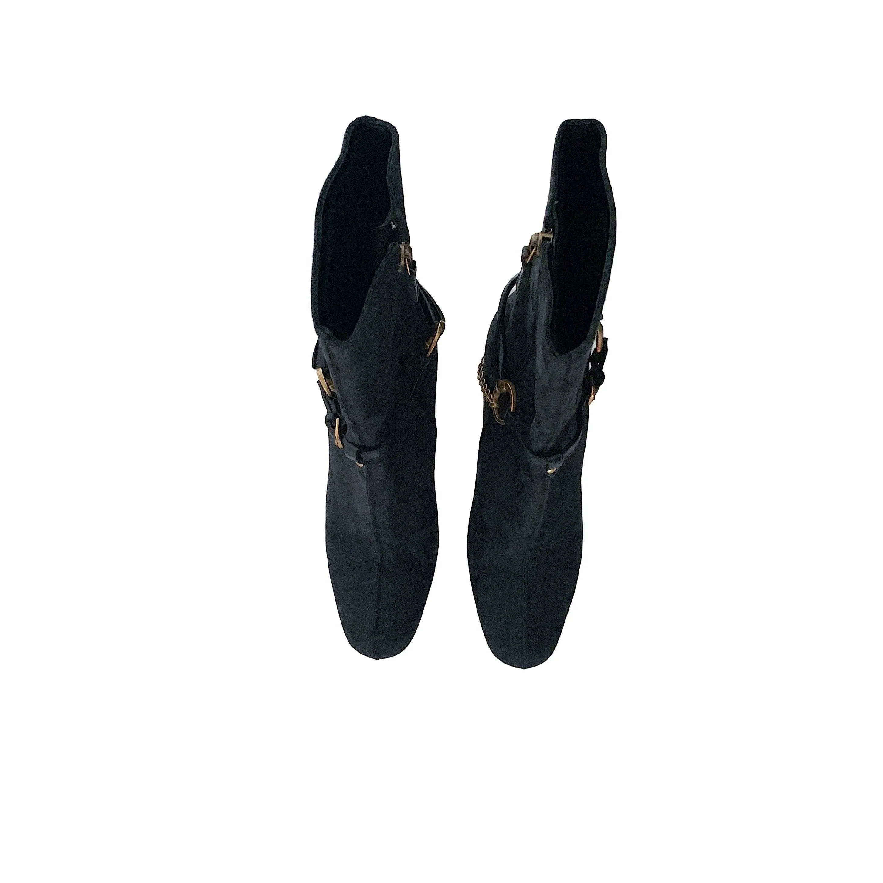 Gucci Black Logo Heeled Ankle Boots