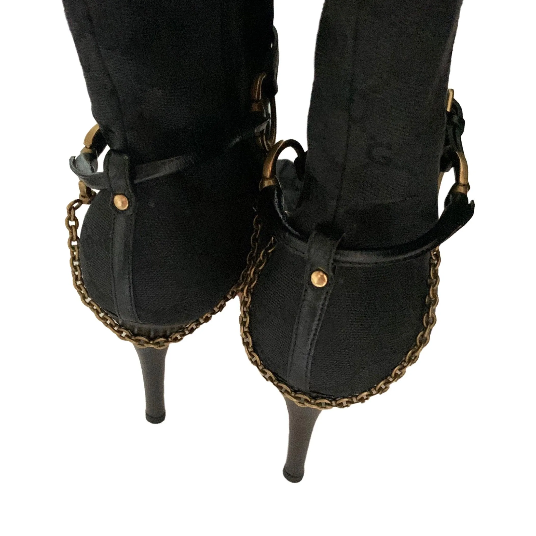 Gucci Black Logo Heeled Ankle Boots