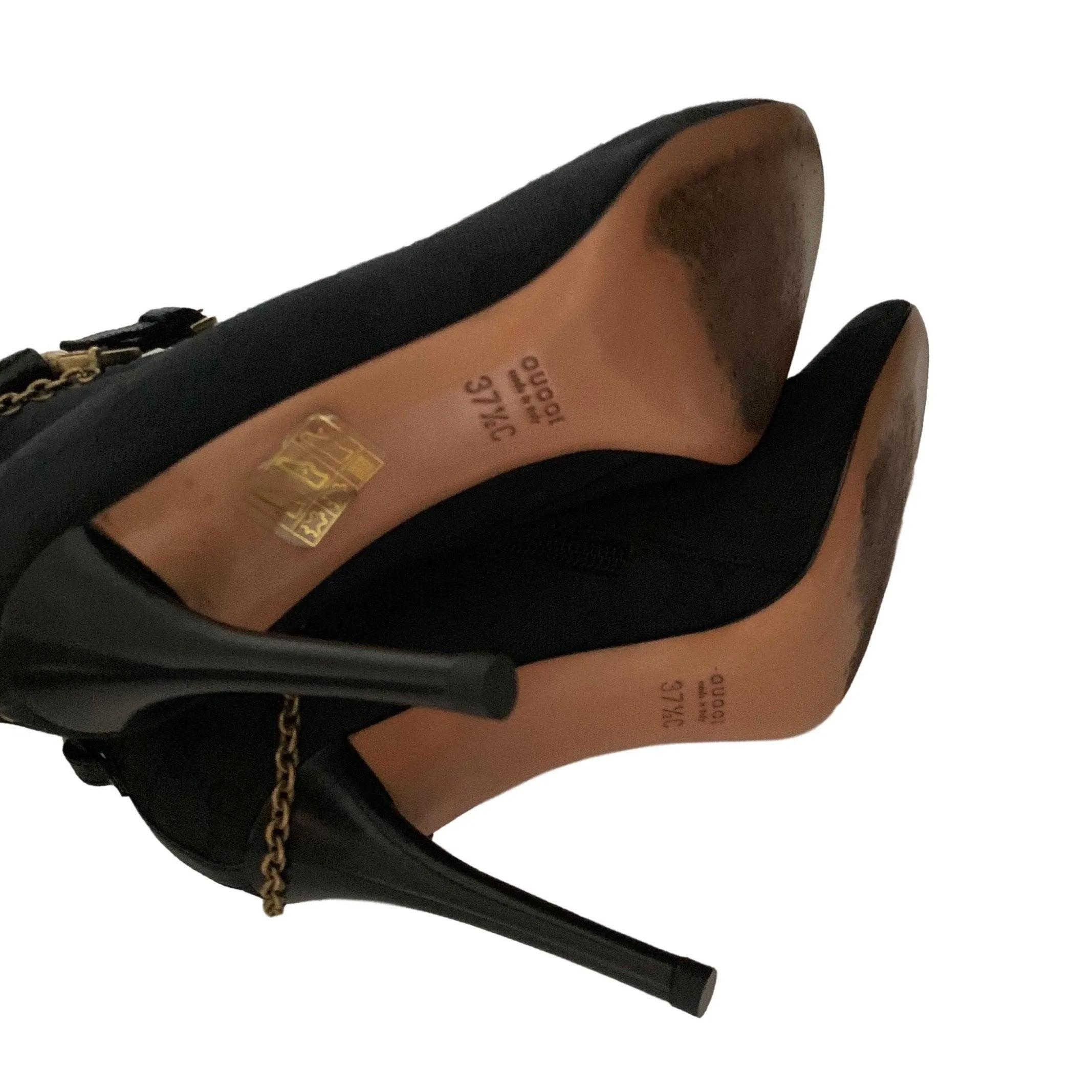 Gucci Black Logo Heeled Ankle Boots