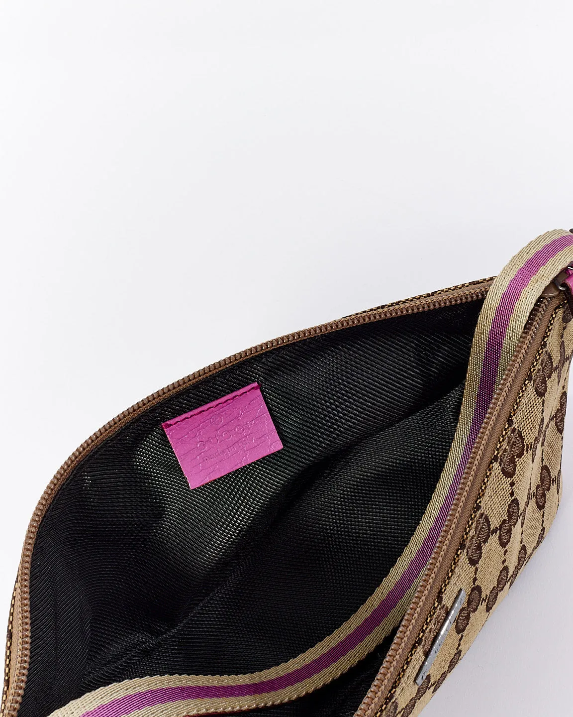 Gucci Pink Brown GG Monogram Canvas Boat Pochette