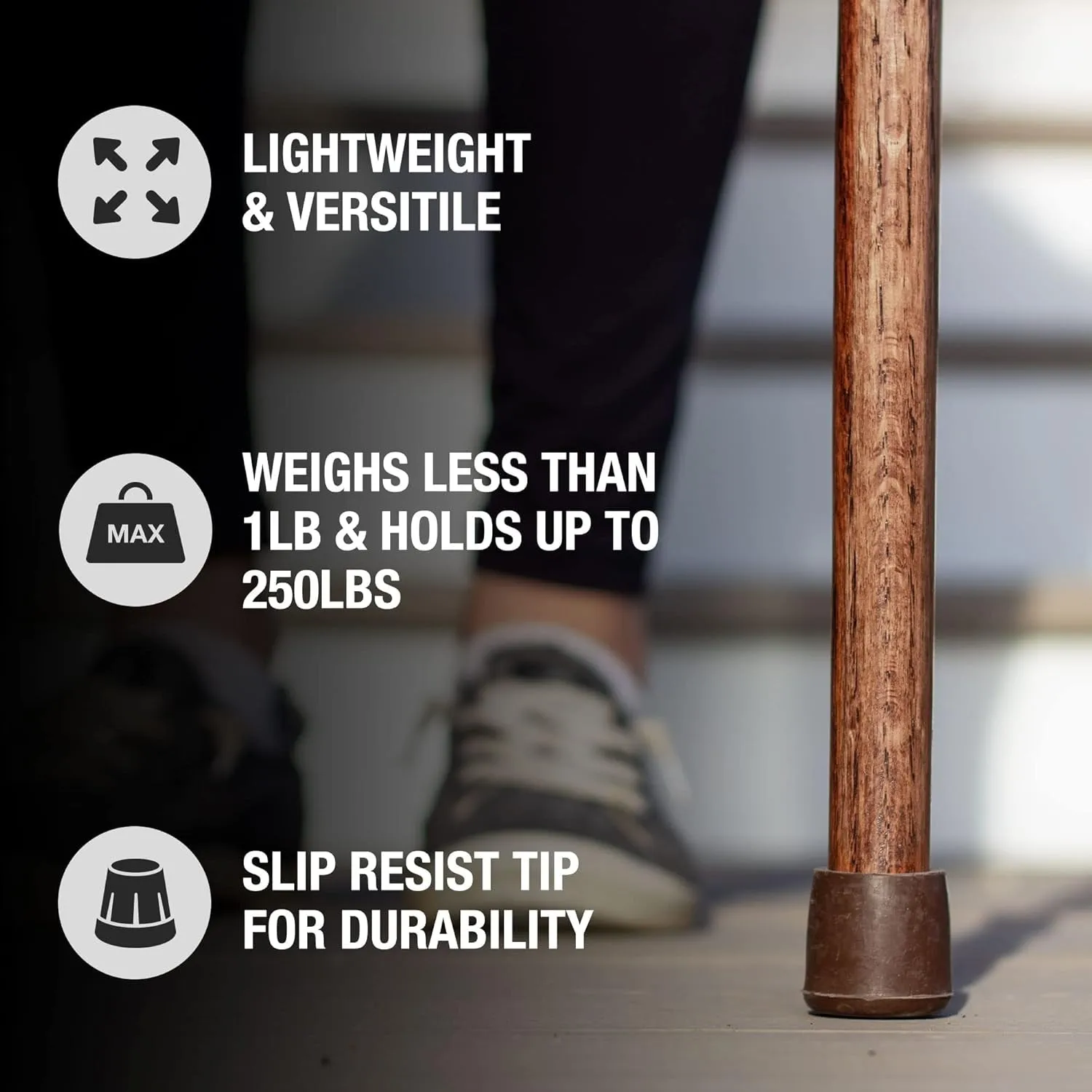 Handcrafted Wood Walking Stick, Twisted Oak, Hitchhiker Style Handle, for Men & Women, Made in the USA