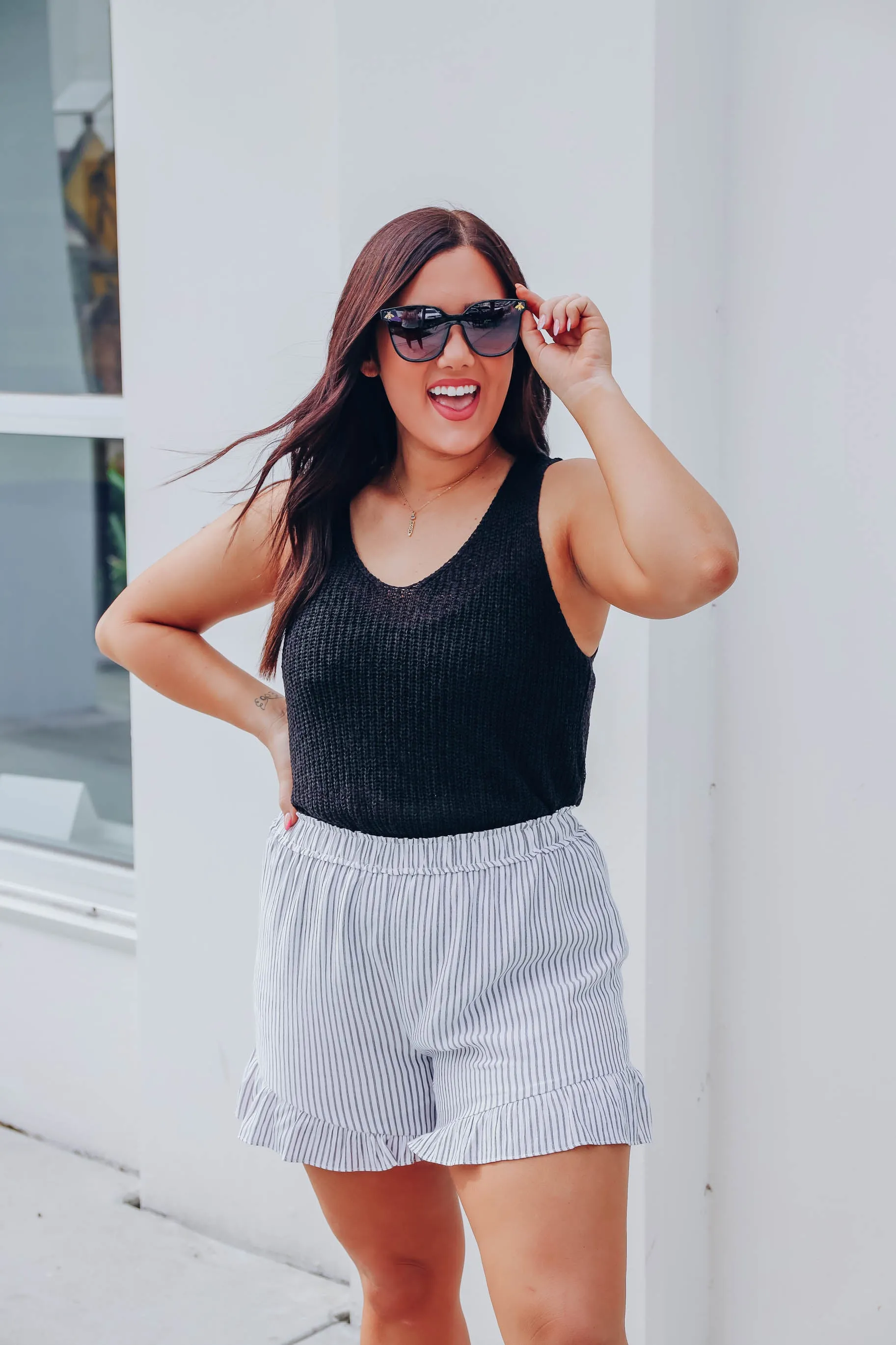 Hannah Ruffle Striped Shorts
