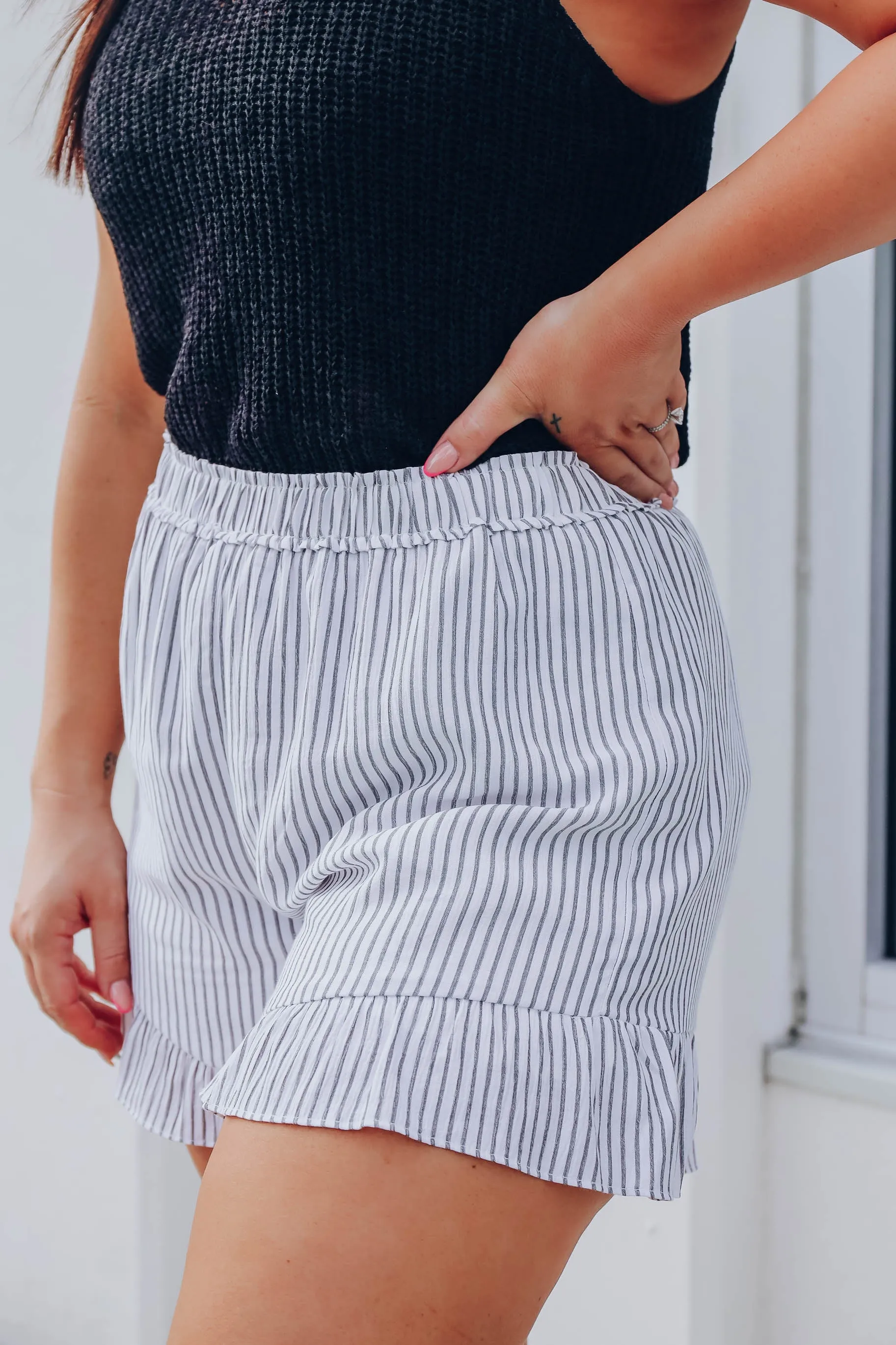 Hannah Ruffle Striped Shorts