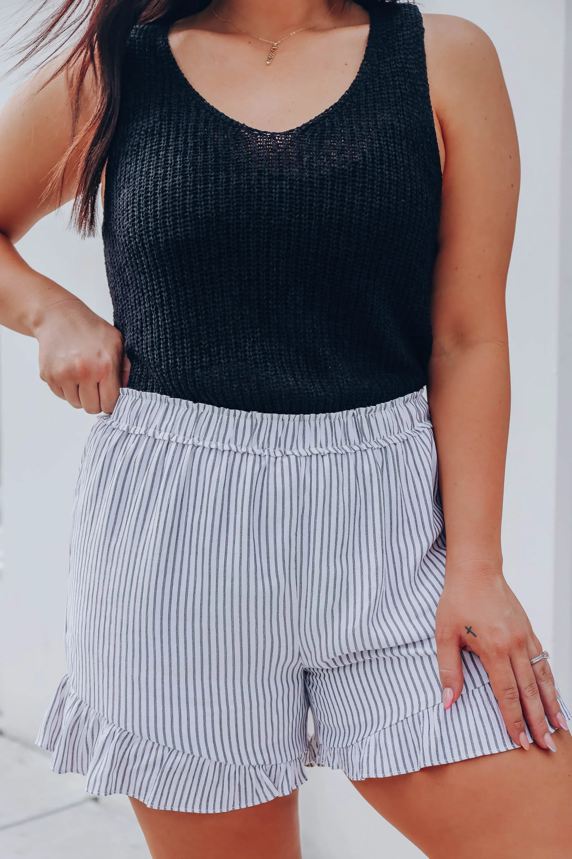 Hannah Ruffle Striped Shorts