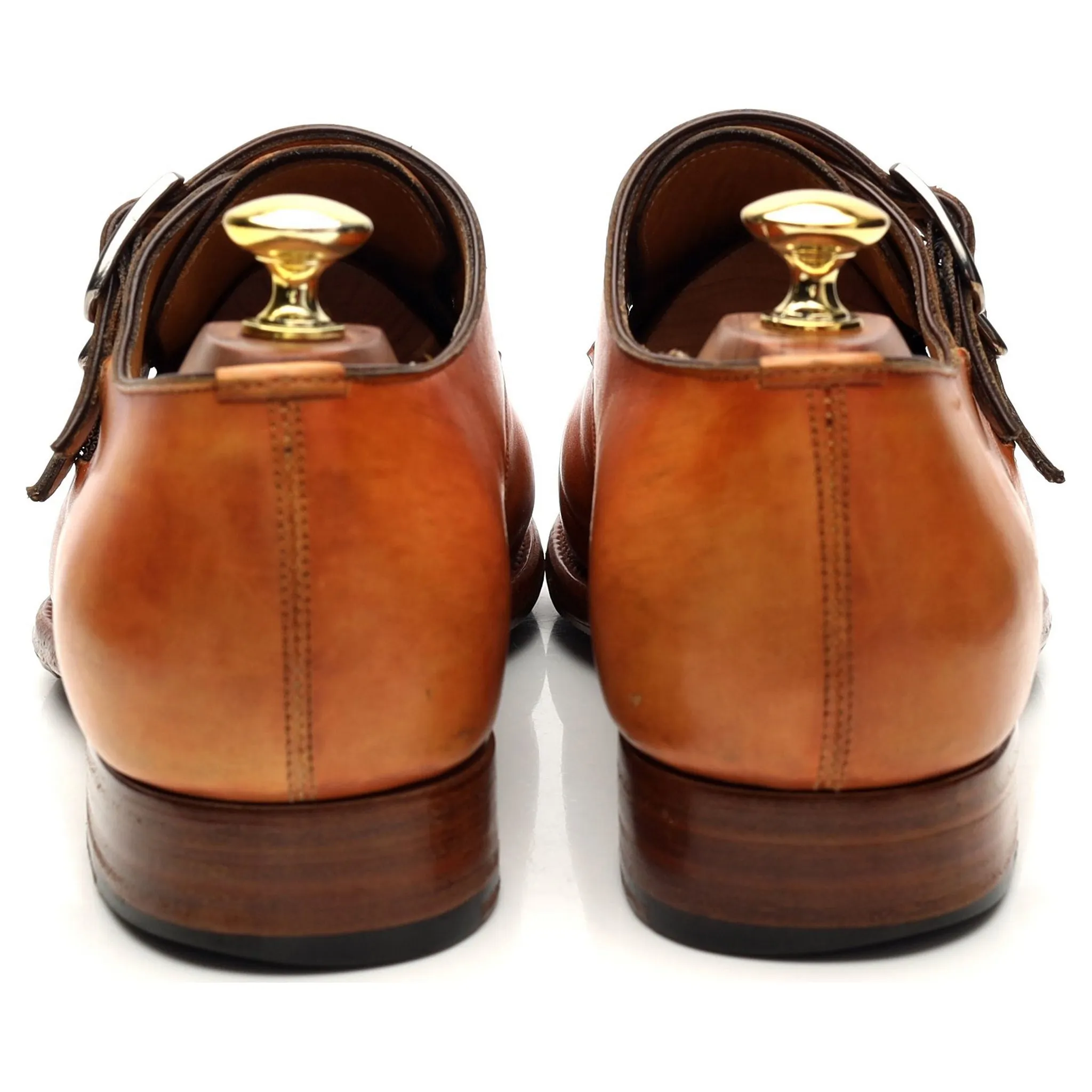 Herring '8491' Tan Brown Leather Double Monk Strap UK 8.5 E
