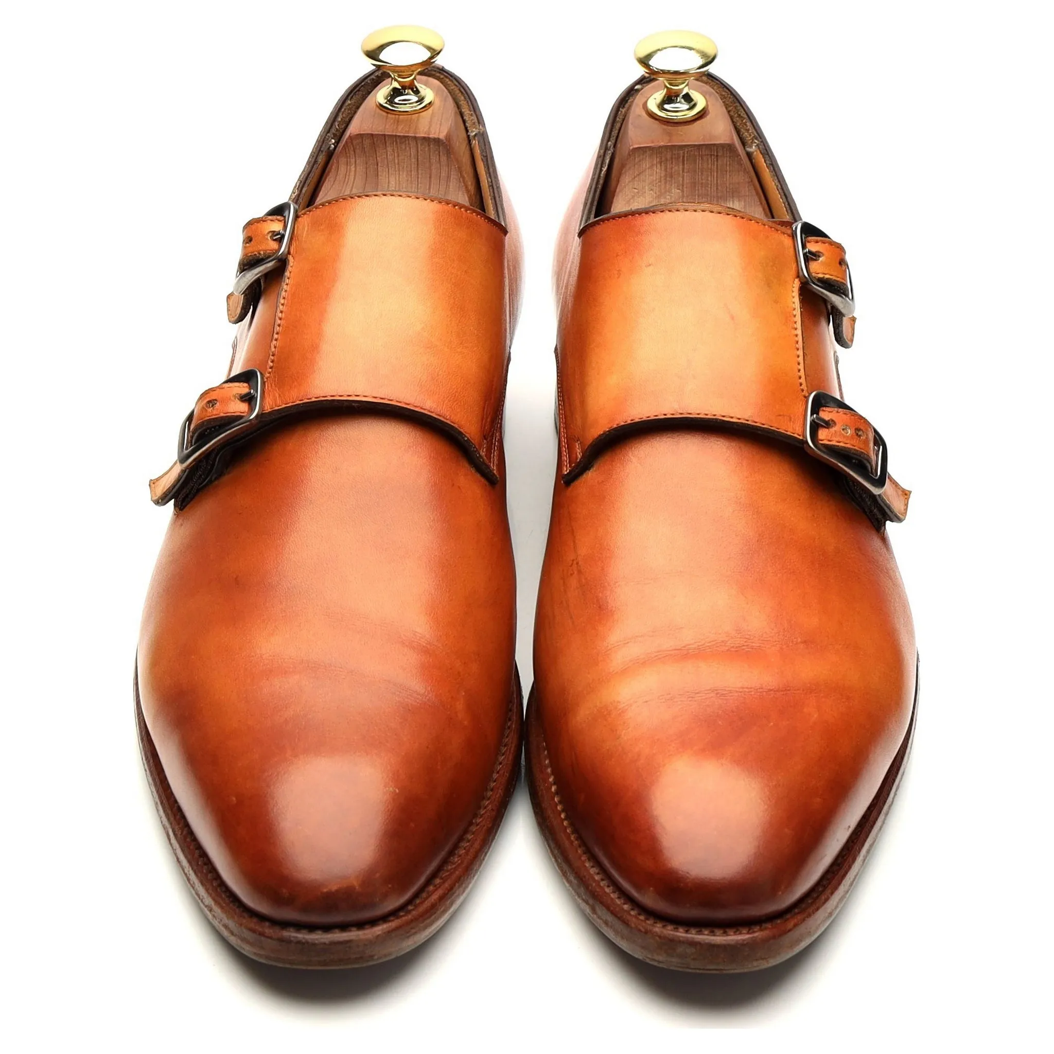 Herring '8491' Tan Brown Leather Double Monk Strap UK 8.5 E
