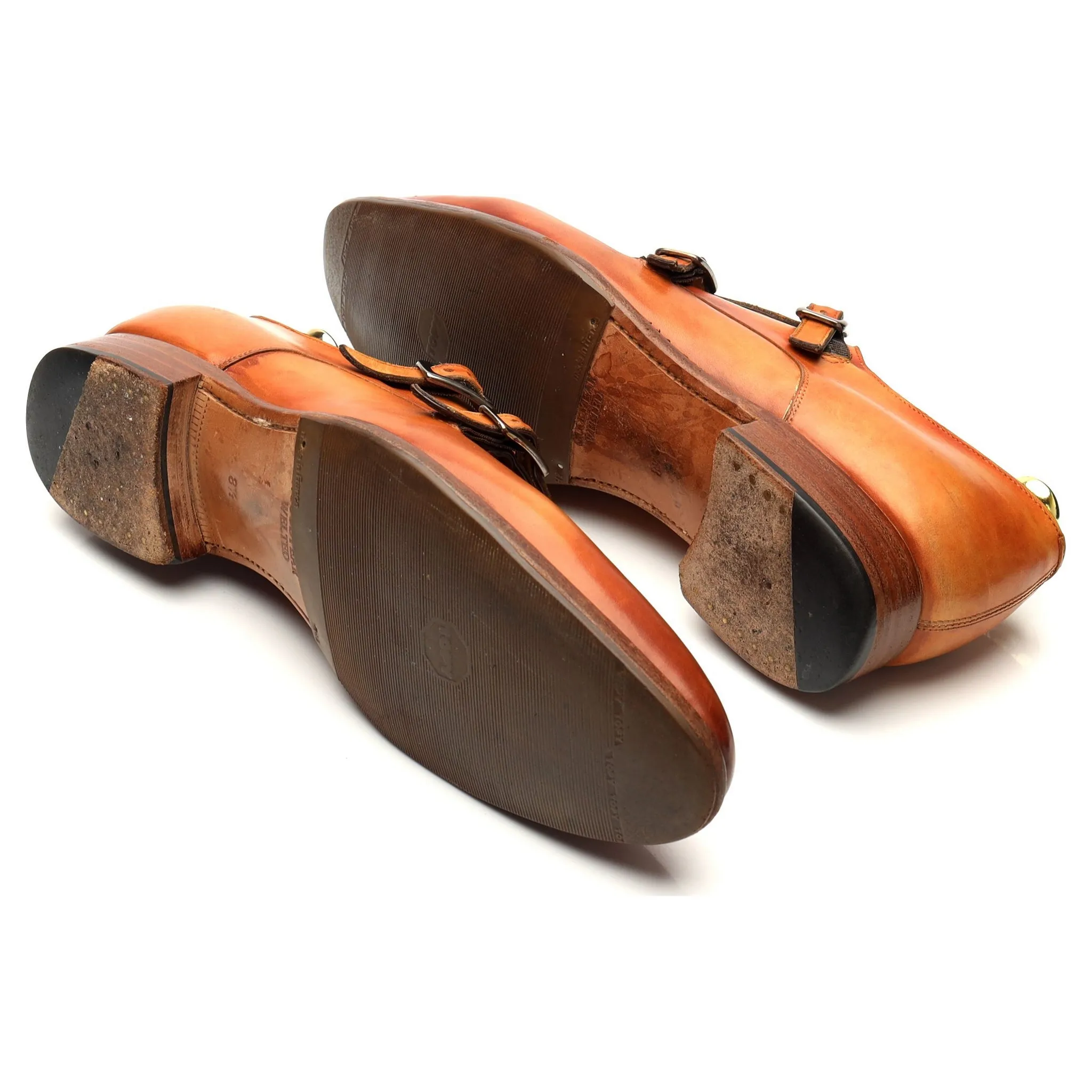 Herring '8491' Tan Brown Leather Double Monk Strap UK 8.5 E