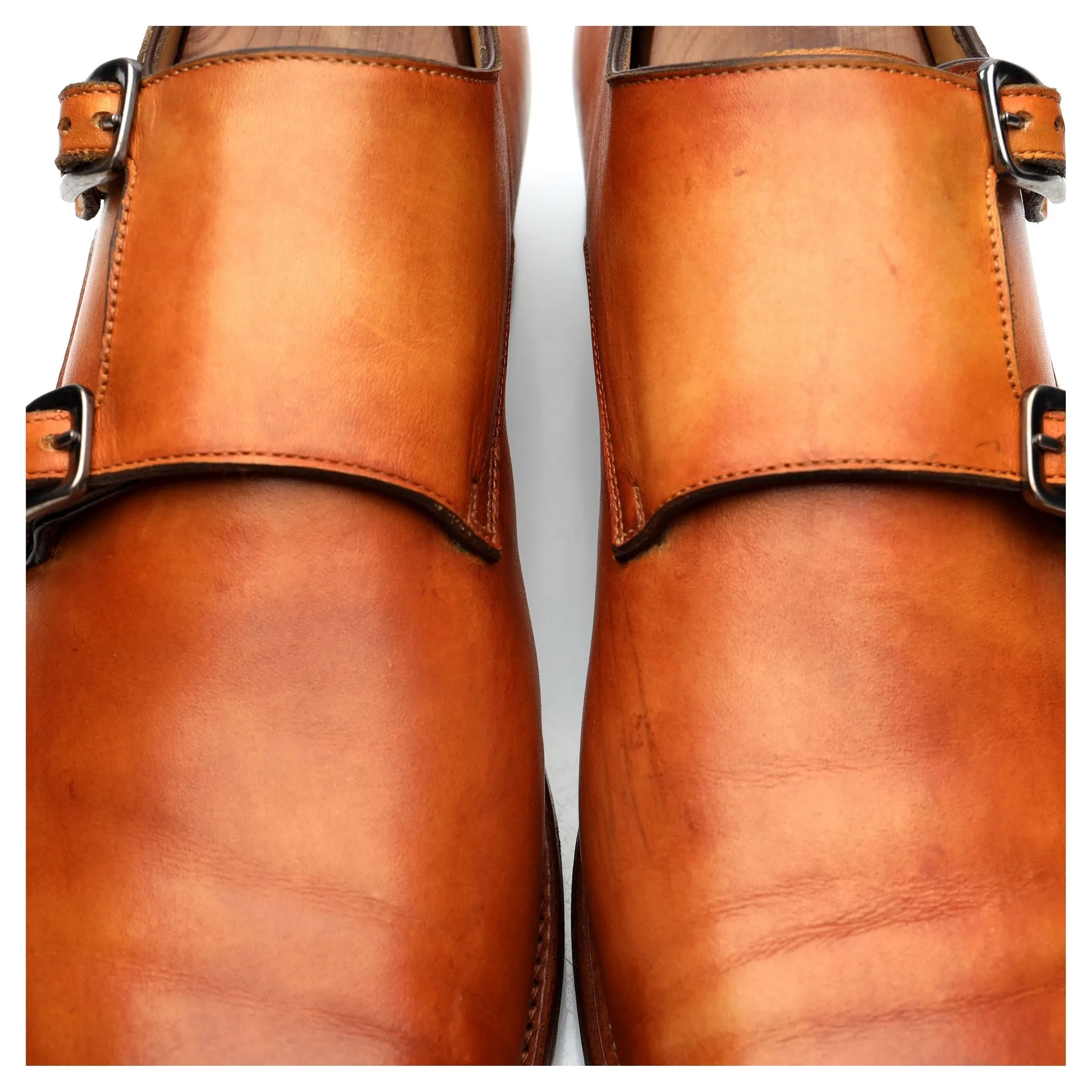 Herring '8491' Tan Brown Leather Double Monk Strap UK 8.5 E