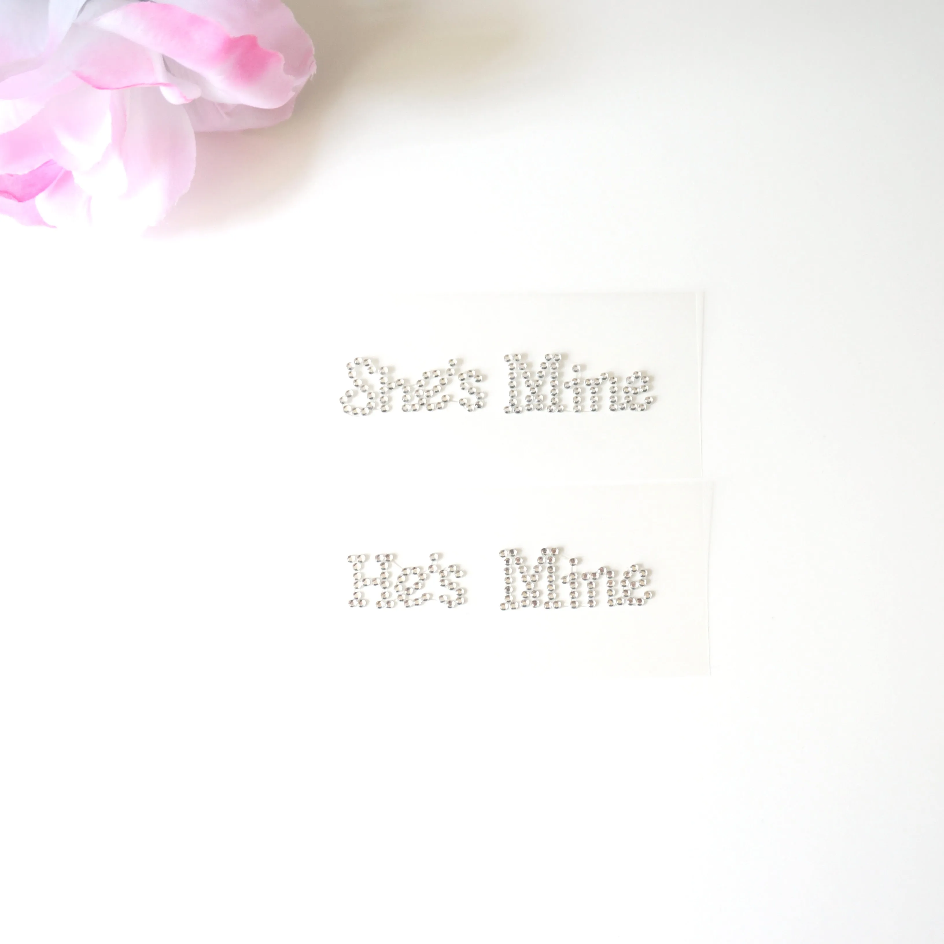 He's Mine She's Mine Bridal Shoe Stickers Clear Rhinestone I Do Wedding Accessory