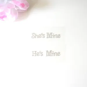 He's Mine She's Mine Bridal Shoe Stickers Clear Rhinestone I Do Wedding Accessory