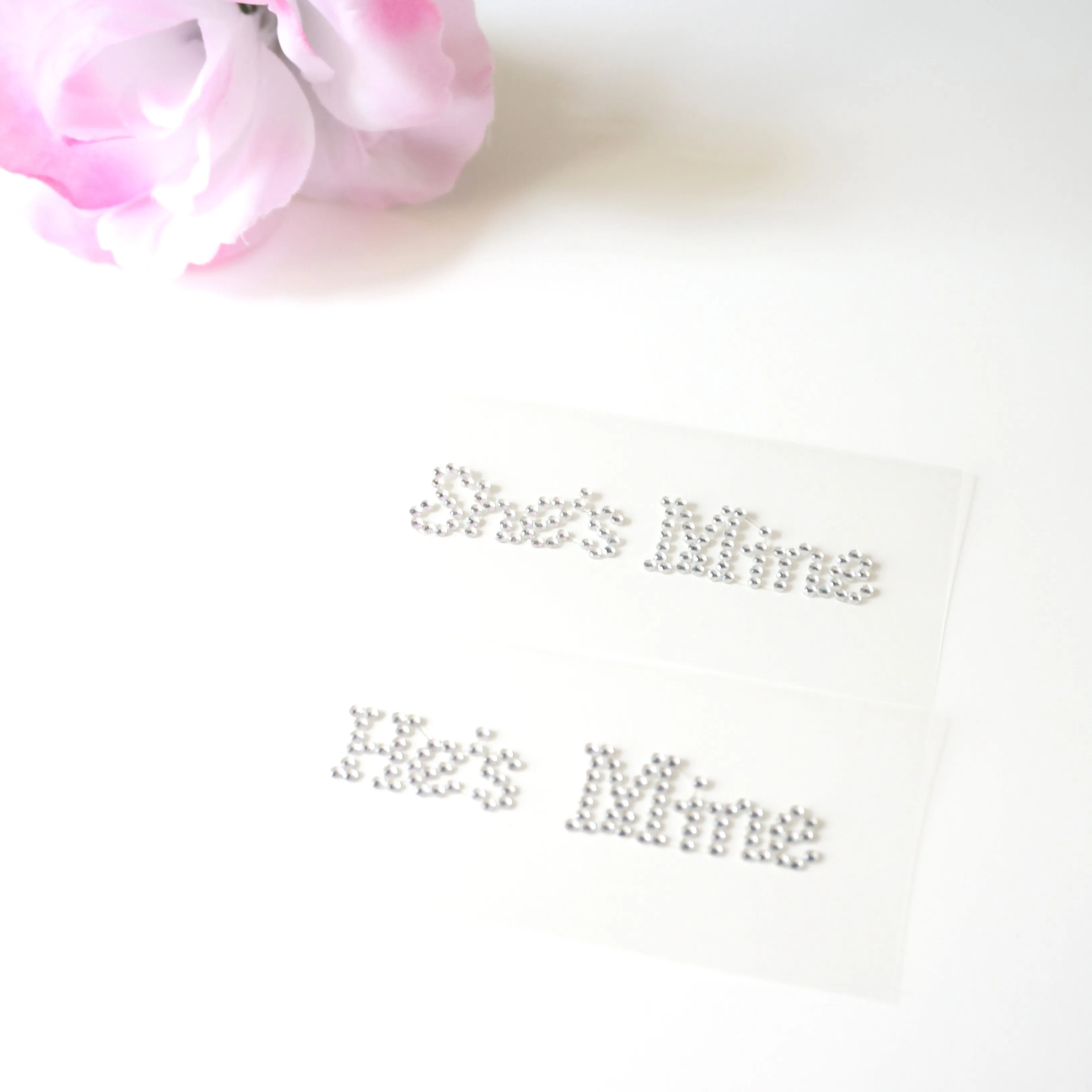 He's Mine She's Mine Bridal Shoe Stickers Clear Rhinestone I Do Wedding Accessory