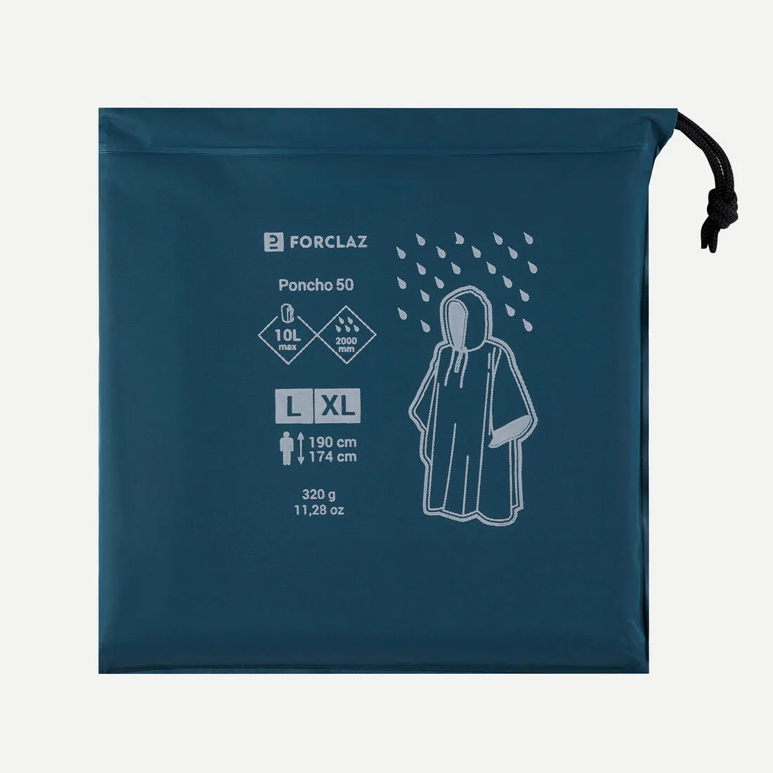 Hiking Rain Poncho - FORCLAZ MT 50 - 10 L - GREY