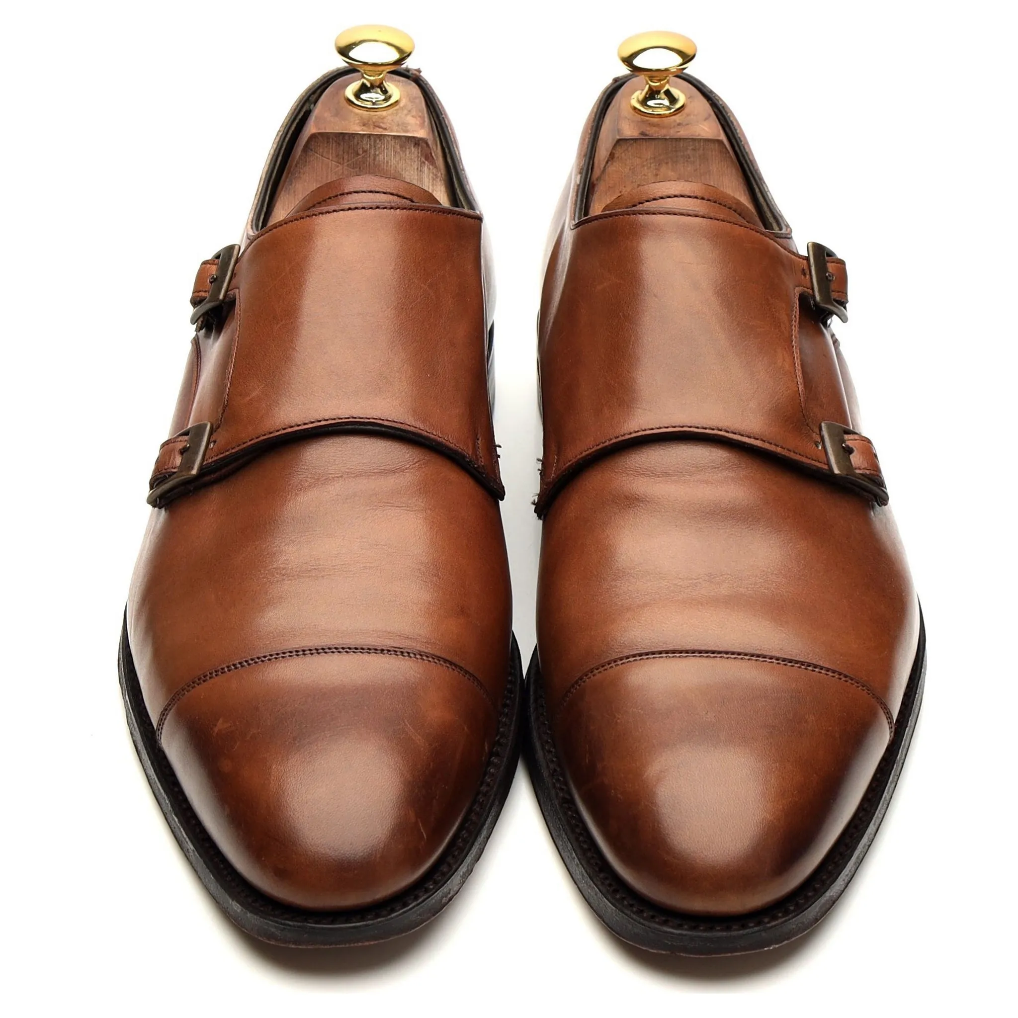 'Holyrood' Brown Leather Double Monk Strap UK 10 F