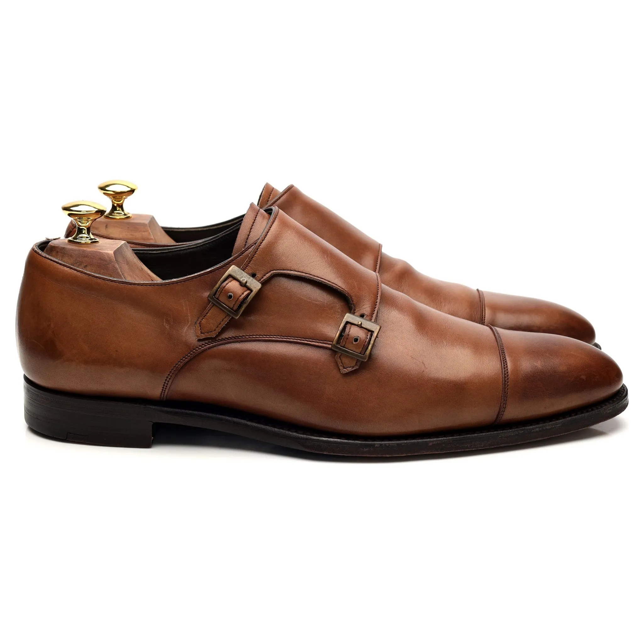 'Holyrood' Brown Leather Double Monk Strap UK 10 F