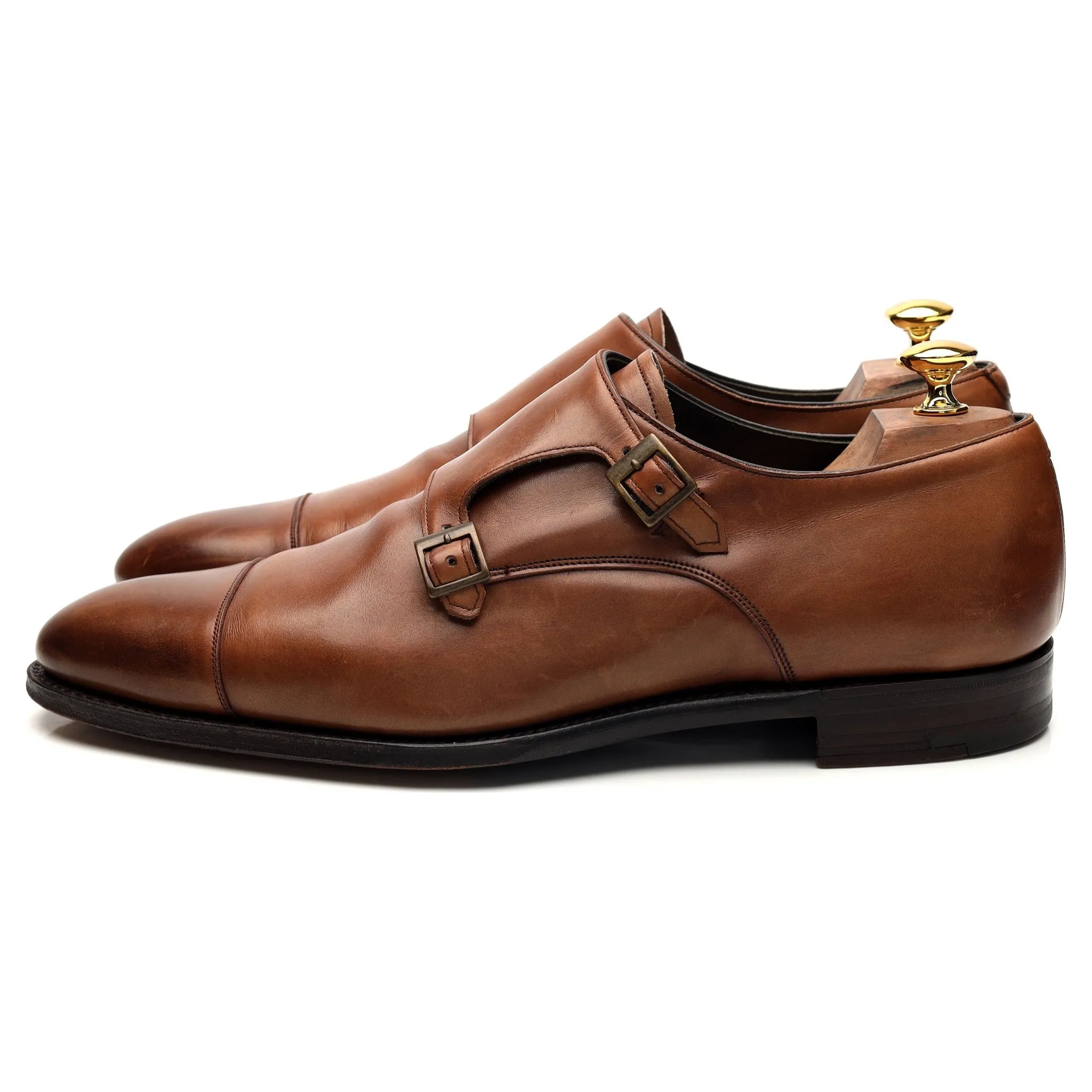 'Holyrood' Brown Leather Double Monk Strap UK 10 F