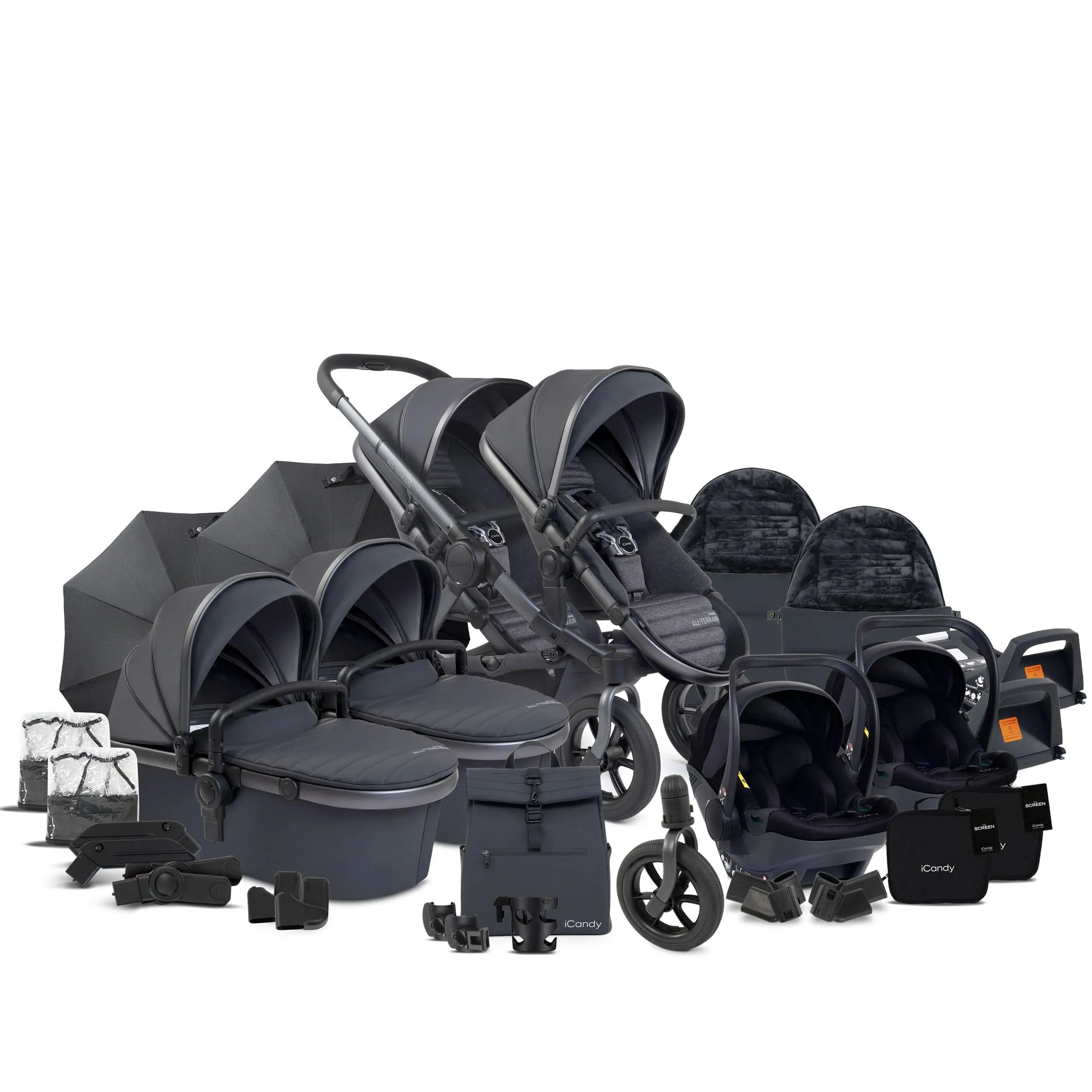 iCandy Peach 7 All Terrain Complete Twin Cocoon Bundle in Storm