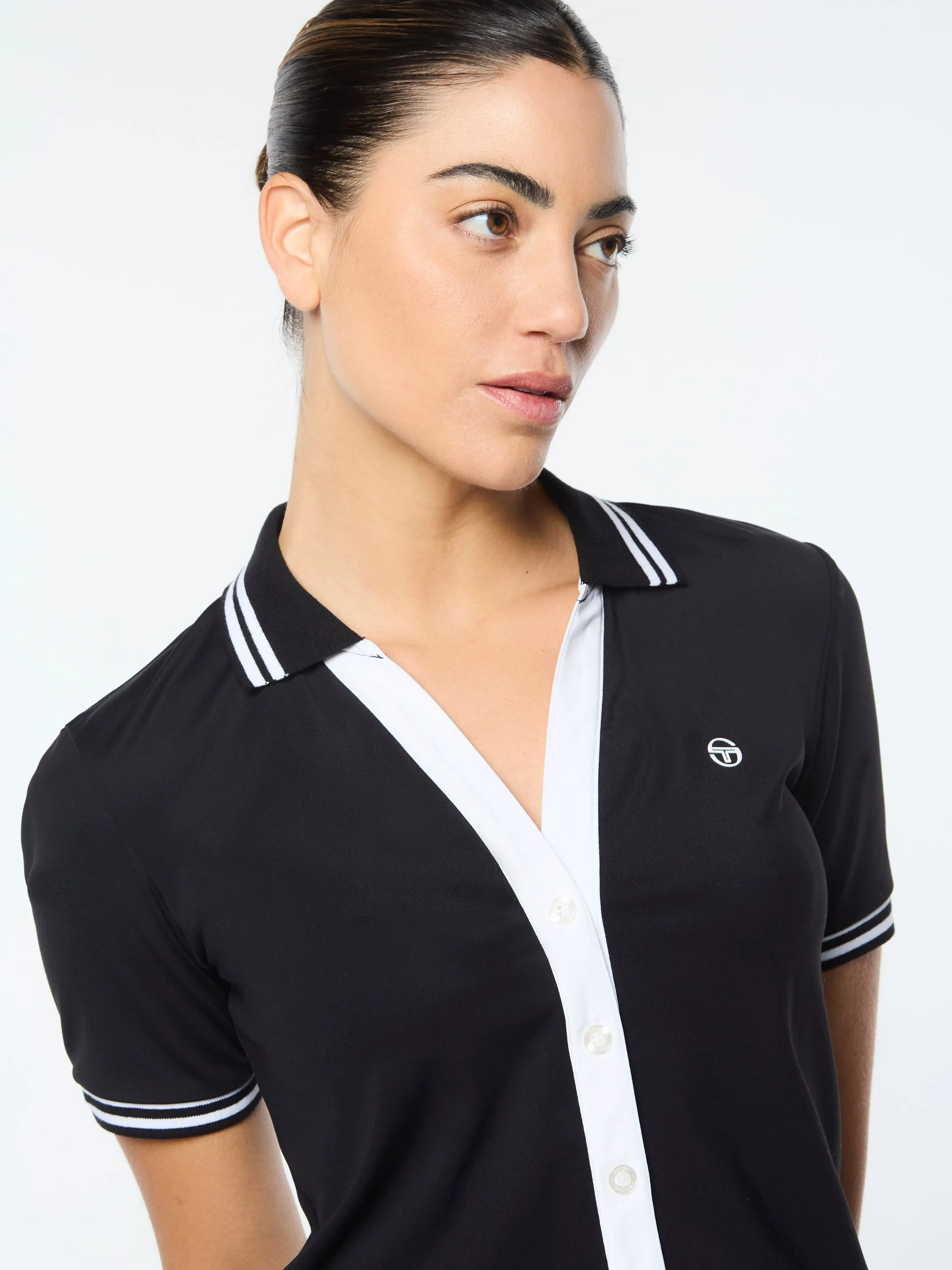Idalia Cropped Polo- Black Beauty
