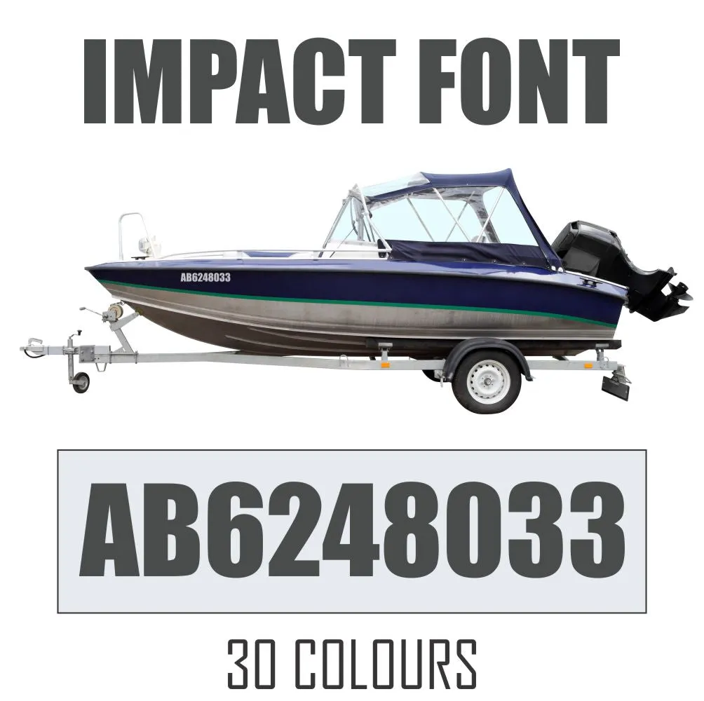IMPACT FONT Boat Numbers | Pair   Extra Decal   Free Squeegee