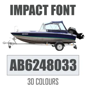 IMPACT FONT Boat Numbers | Pair   Extra Decal   Free Squeegee