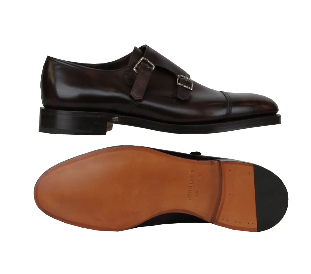 John Lobb Dark Brown Double Monk Strap Shoes