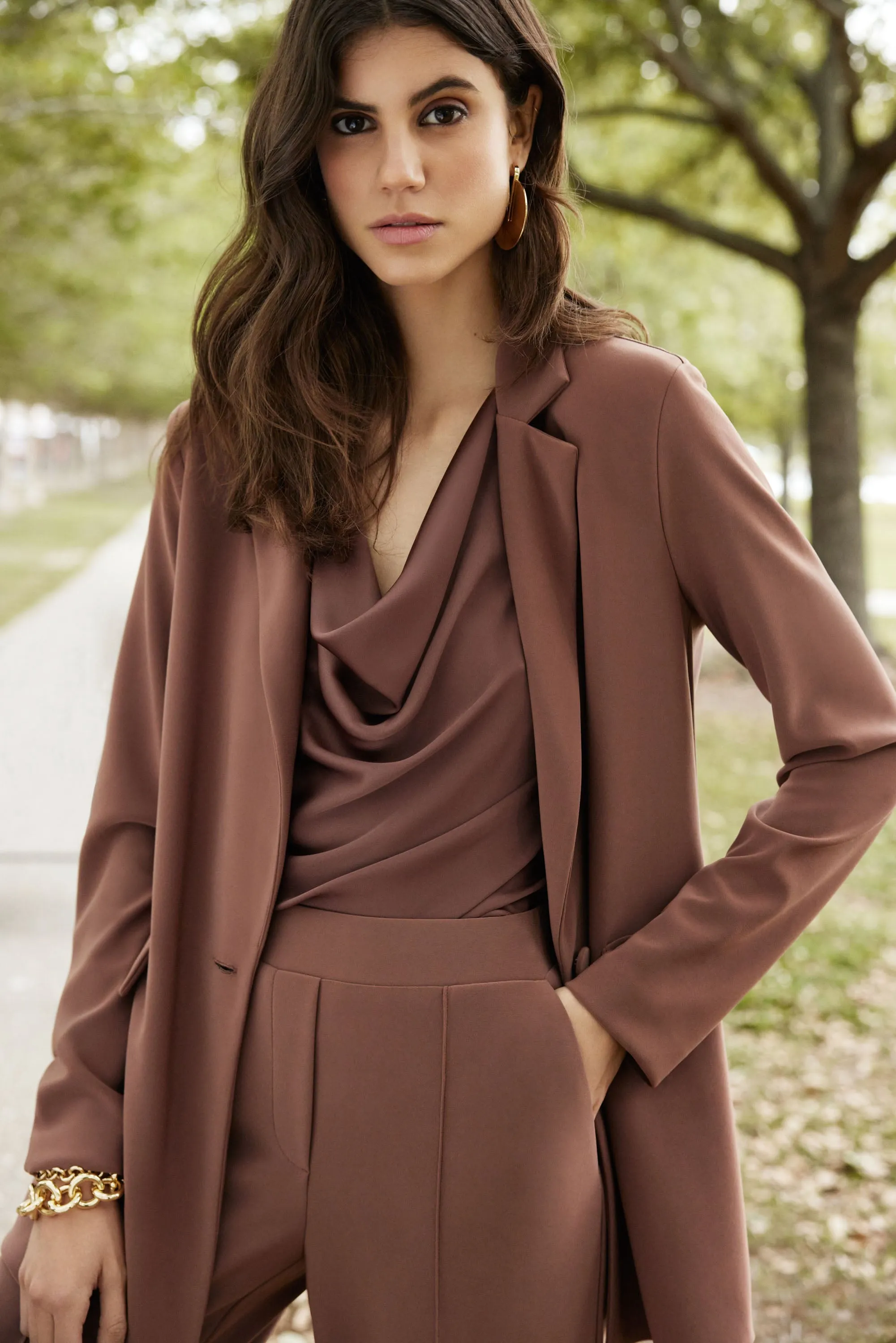Joseph Ribkoff Cowl Neck Satin Top