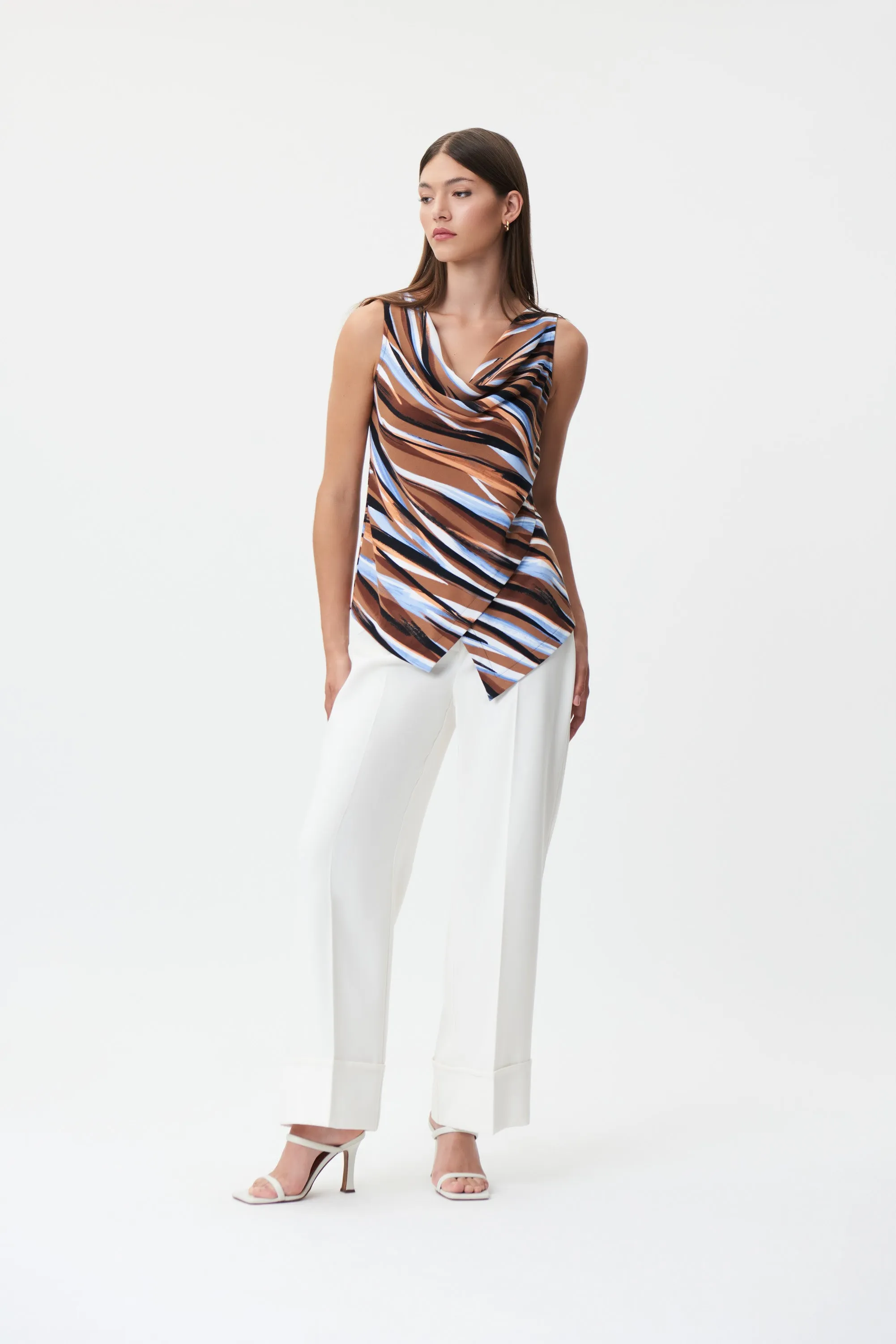 Joseph Ribkoff Striped Drape Neck Top