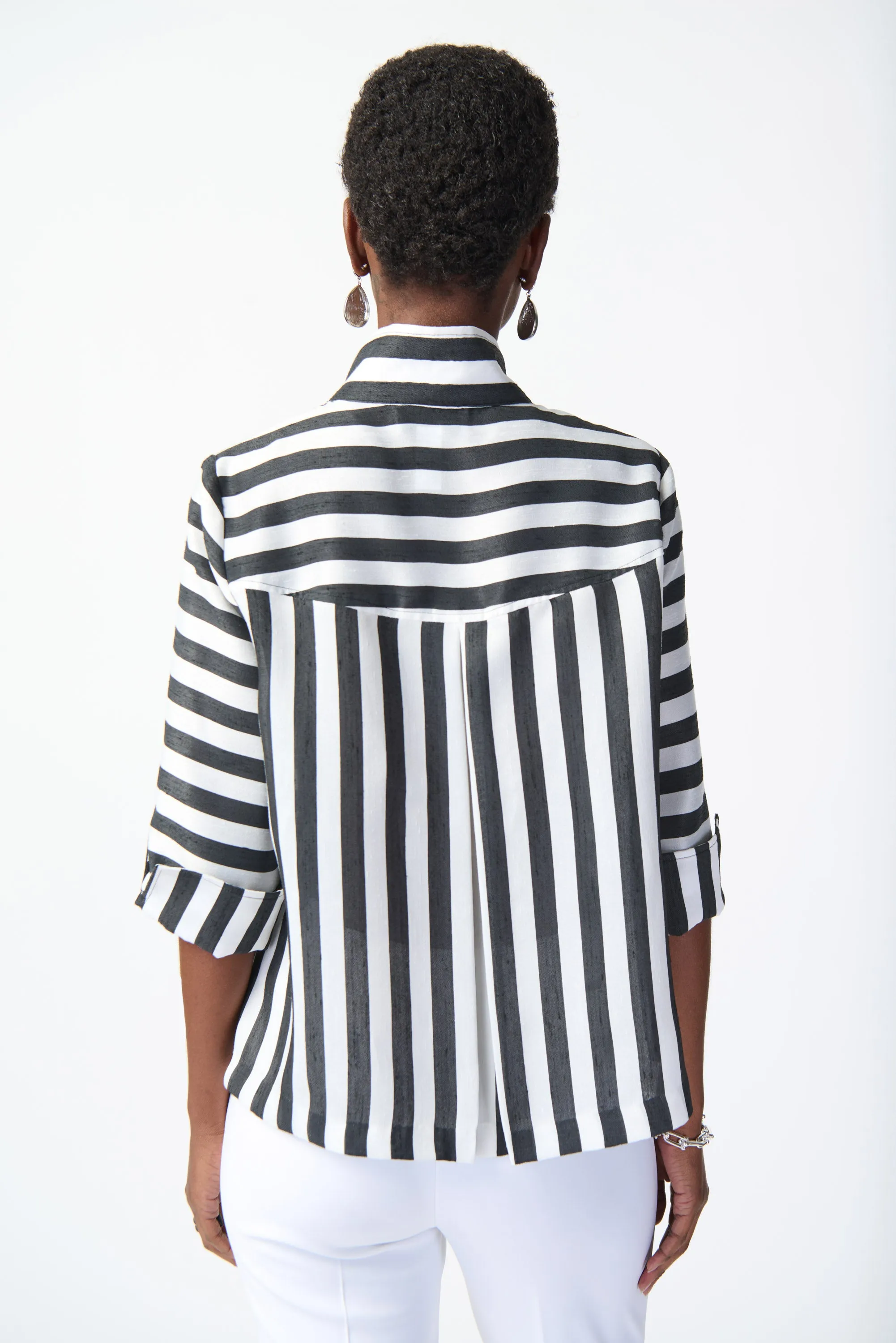 Joseph Ribkoff Striped Jacquard Trapeze Jacket